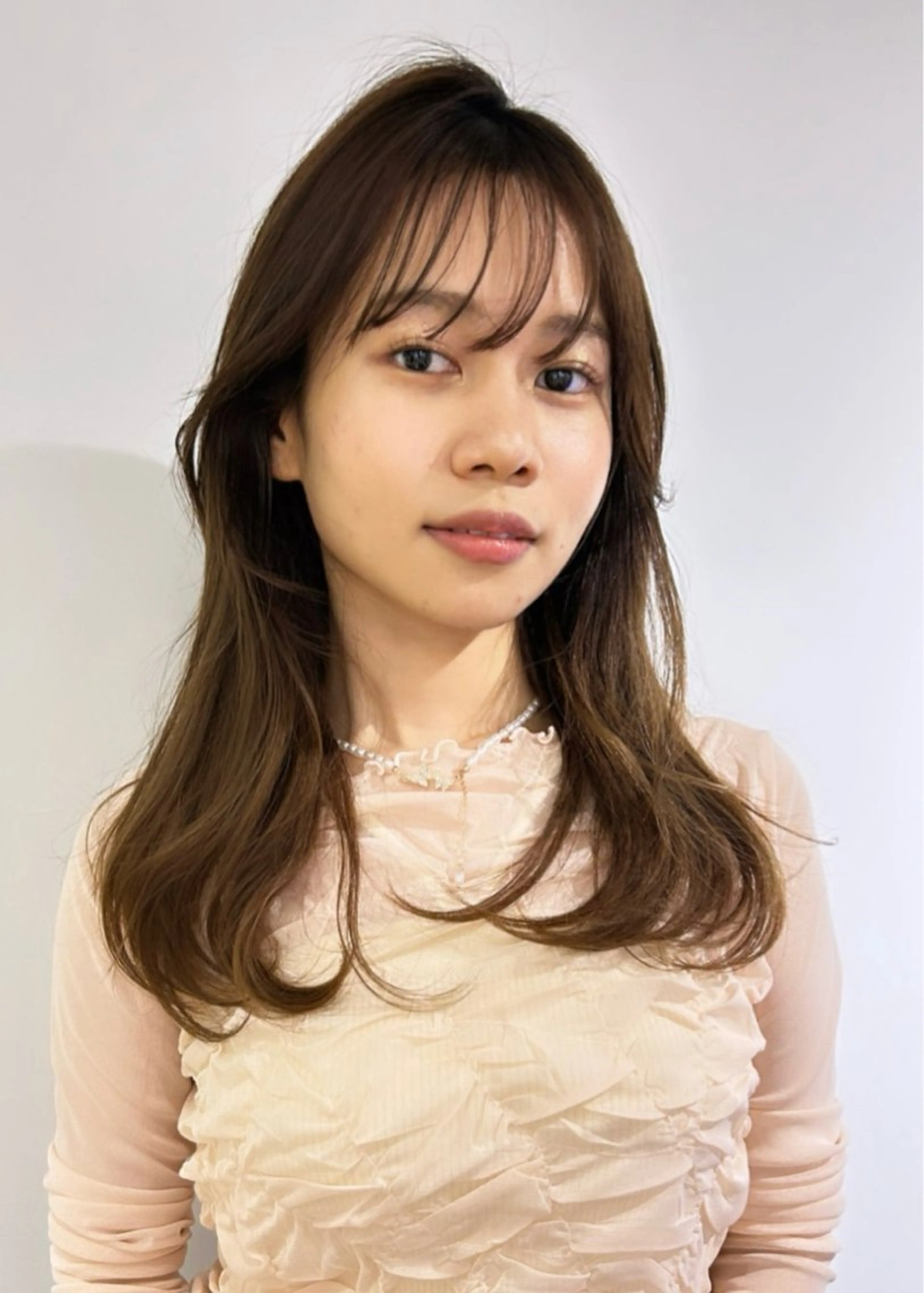 セミロング カラー パーマ カット ヘアカラー レイヤー/透明感/ ブリーチなし/わかなのヘアスタイル