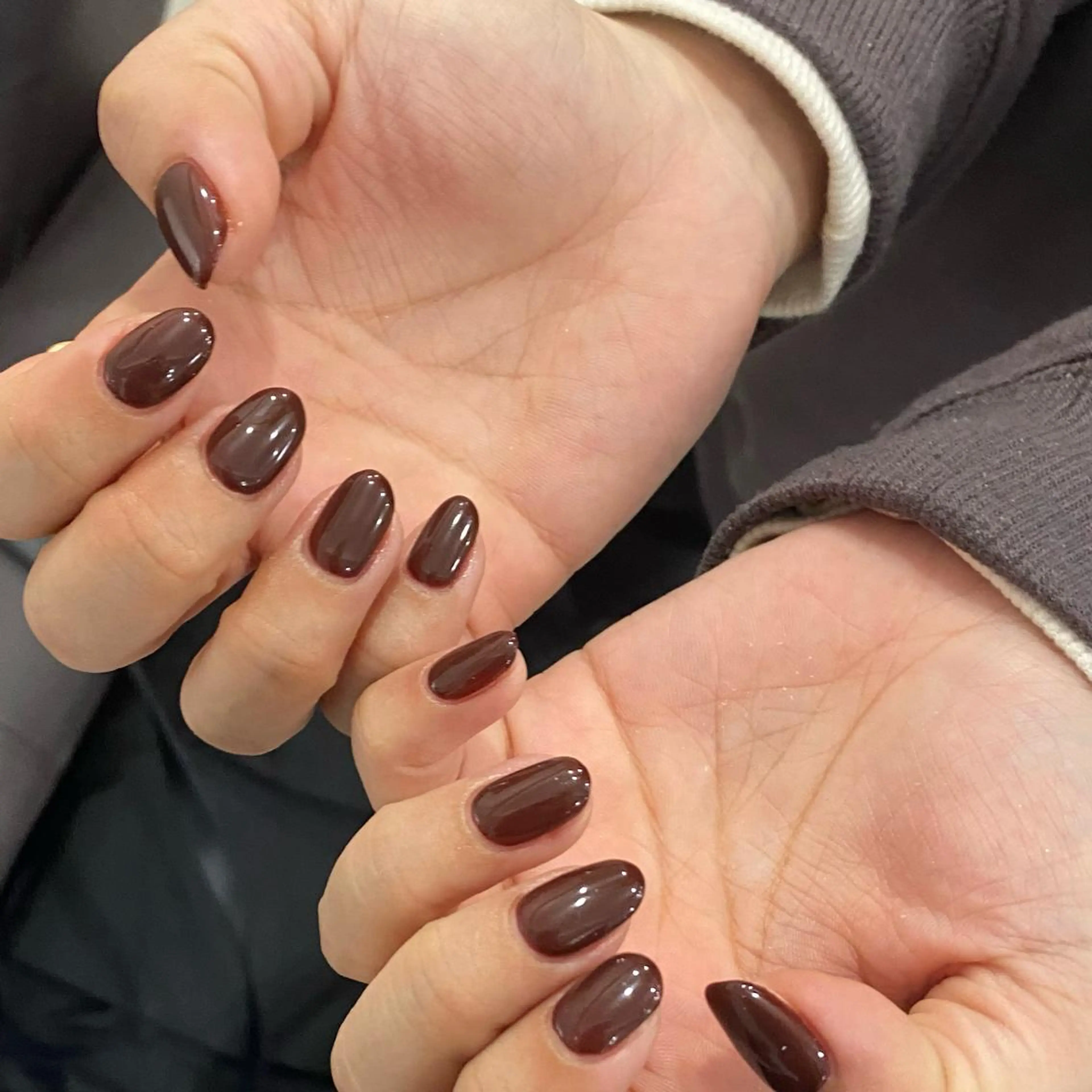 ネイル ブラウン 赤色 WASHIMI Fのネイルデザイン