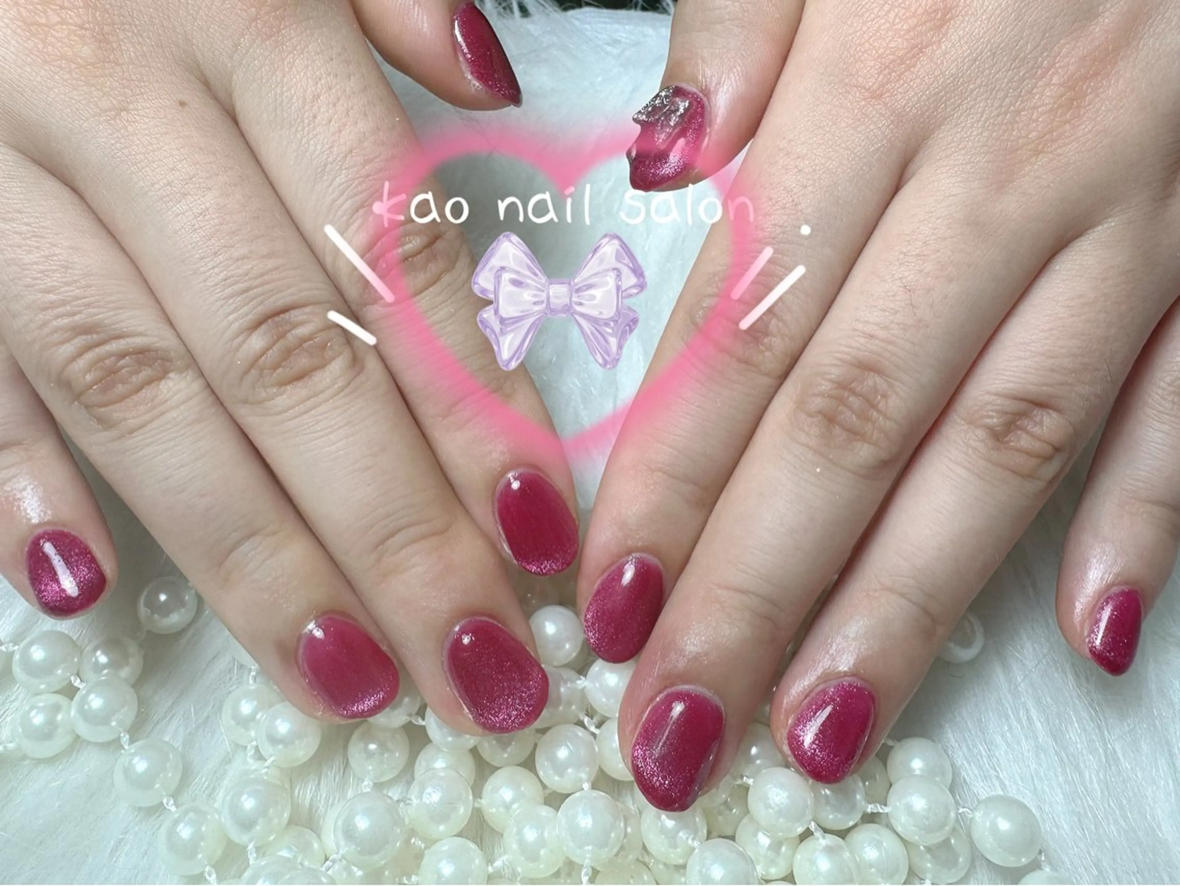 ネイル チークネイル 長さ出し フレンチネイル ジェルネイル ガラスフレンチ ハンドネイル kao nail マグネット/長さだしのネイルデザイン