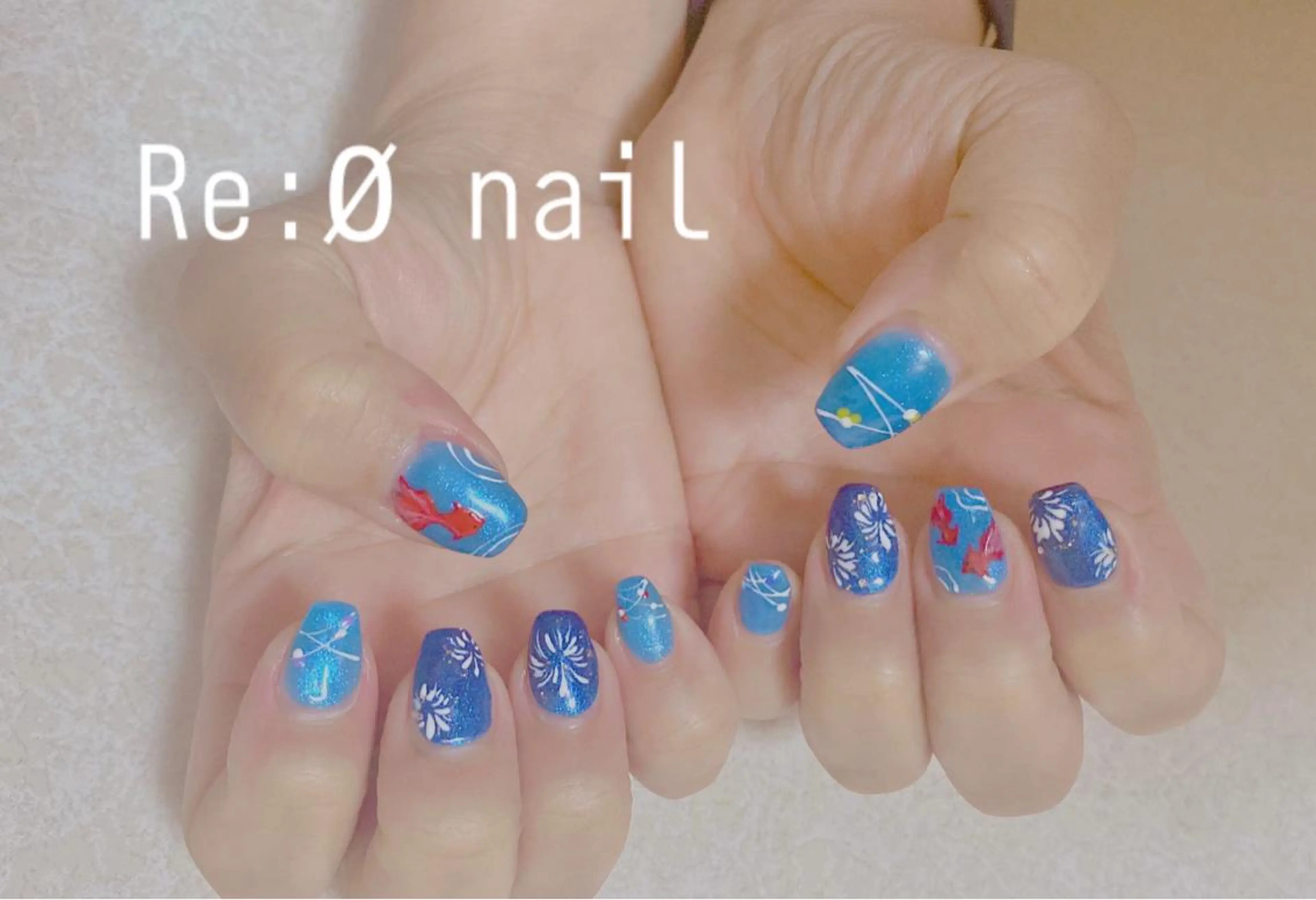 ネイル 夏ネイル ハンドネイル Re:Ø nail 🩵TSUJIのネイルデザイン