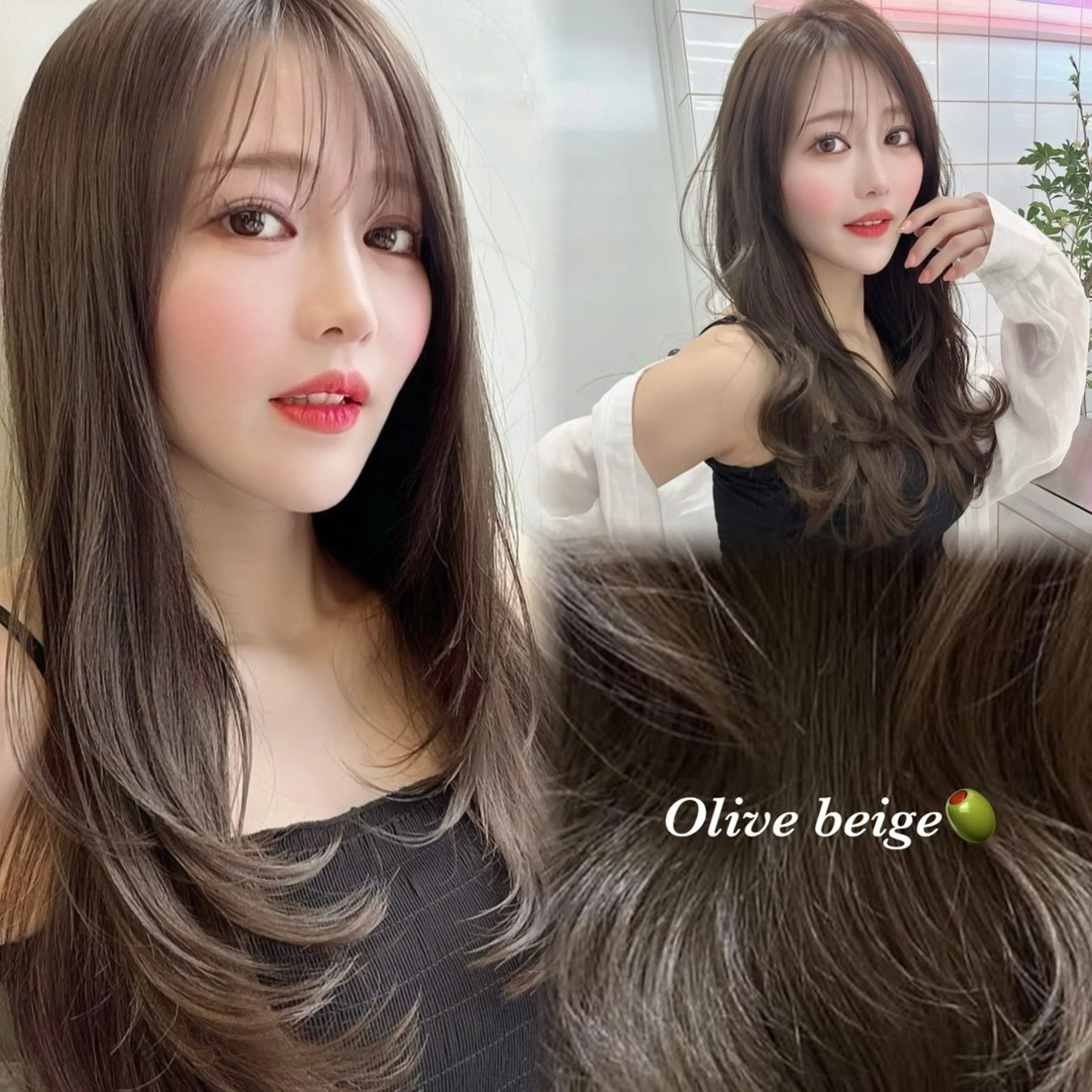 セミロング カラー ベージュカラー ブリーチ ダブルカラー ブリーチなしカラー オリーブベージュ 鈴木 太玖馬のヘアスタイル