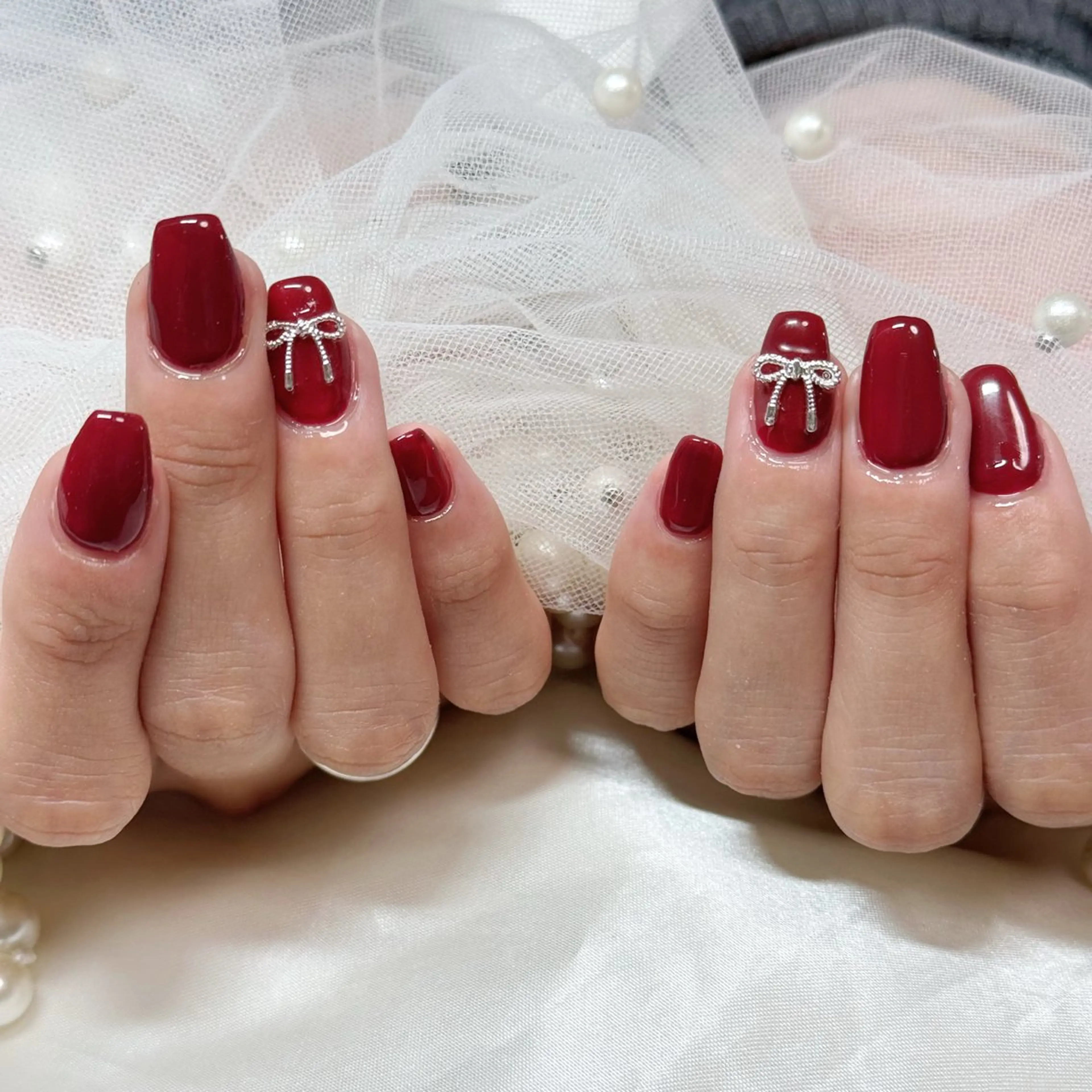 ネイル リボン ハンドネイル 🎀Mai 🎀12/22空✩⡱のネイルデザイン