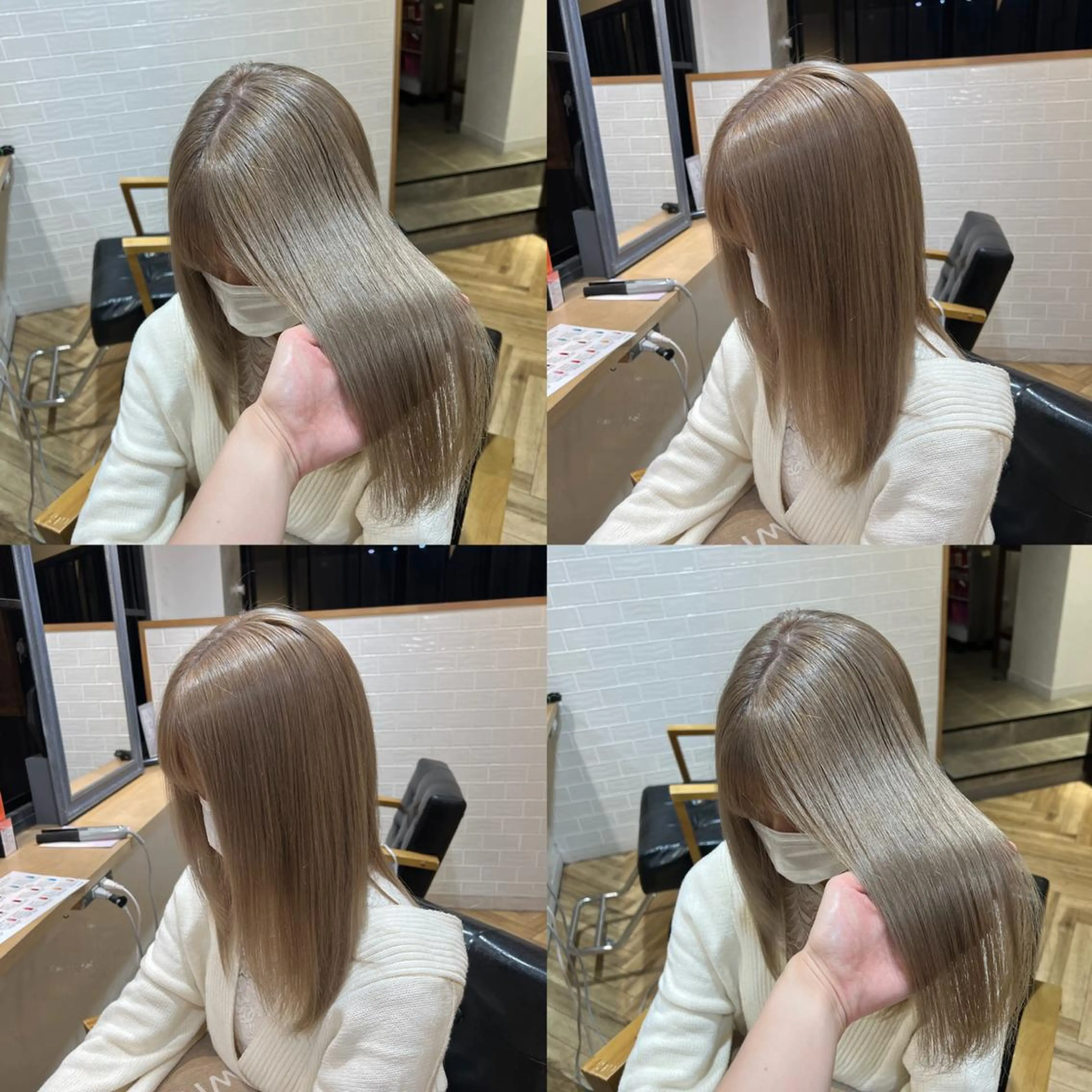 ミディアム カラー グレージュ シアーグレージュ 艶カラー/韓国顔周り 🎀mamiのヘアスタイル