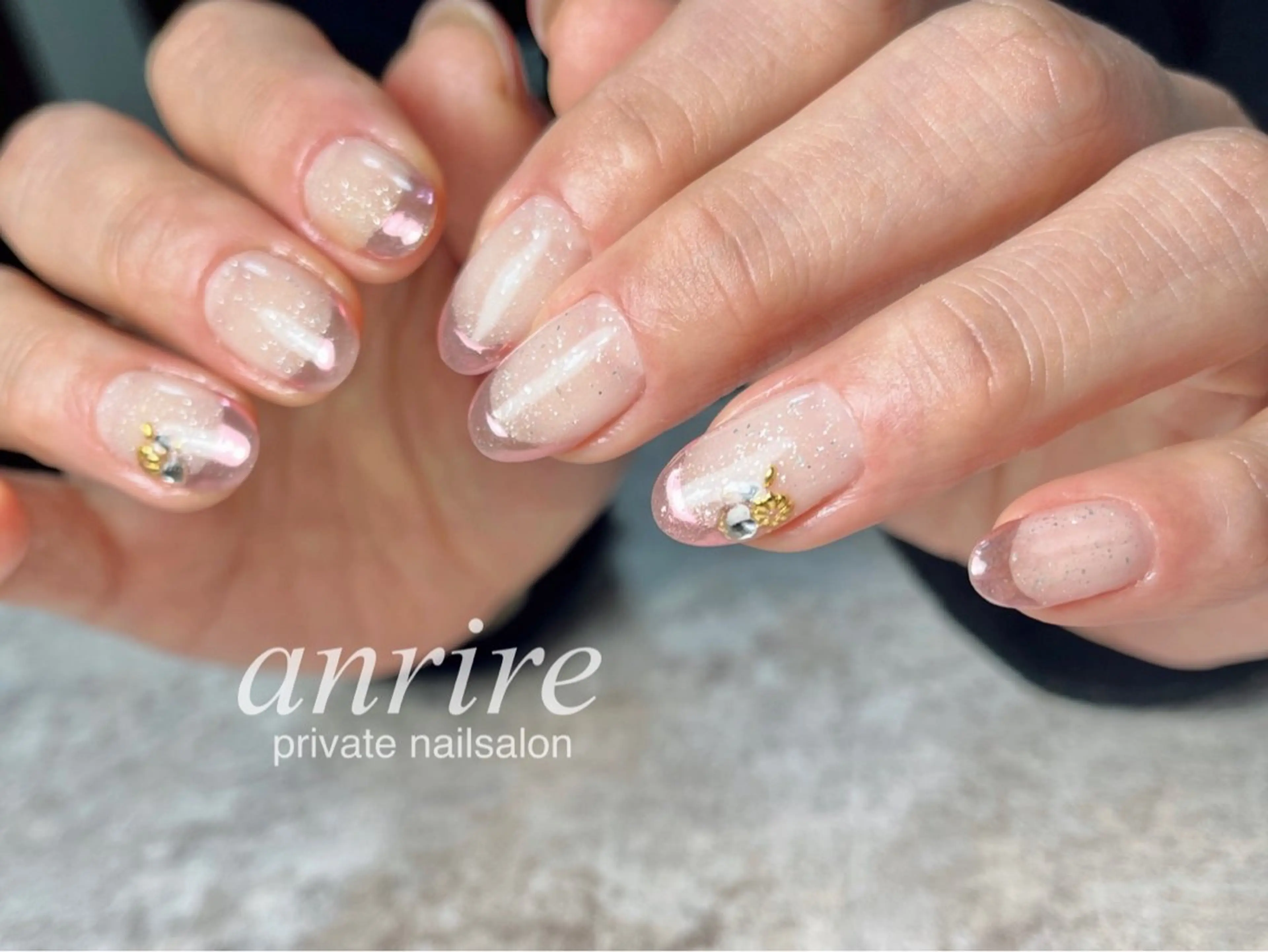 ネイル フラワーネイル フレンチネイル ジェルネイル キラキラネイル ラメ(グリッター) ハンドネイル nail salon anrire〜アンリール〜所属・nailsalon anrireのネイルデザイン