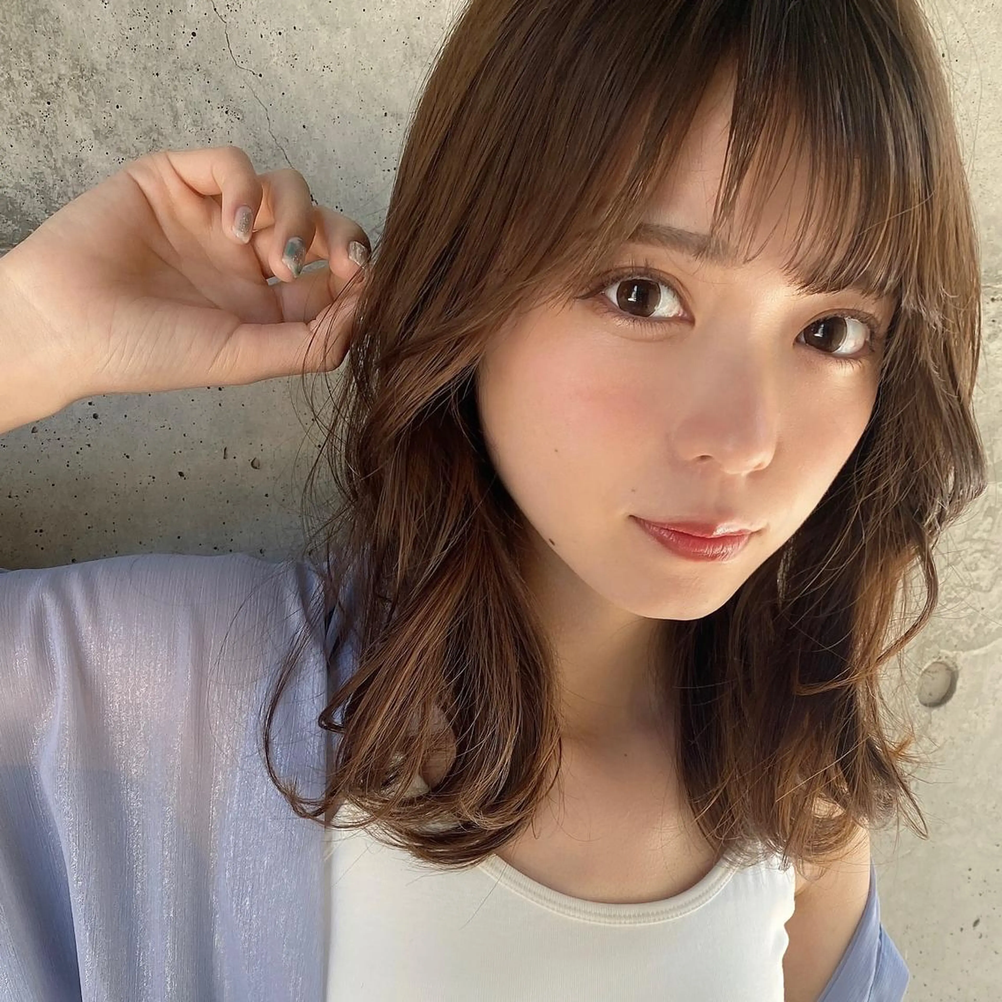 ミディアム カラー ベージュカラー ブラウンカラー くびれヘア 髪質改善 縮毛矯正 🧡くびれヘア/前髪 顔周り🧡久原結衣のヘアスタイル