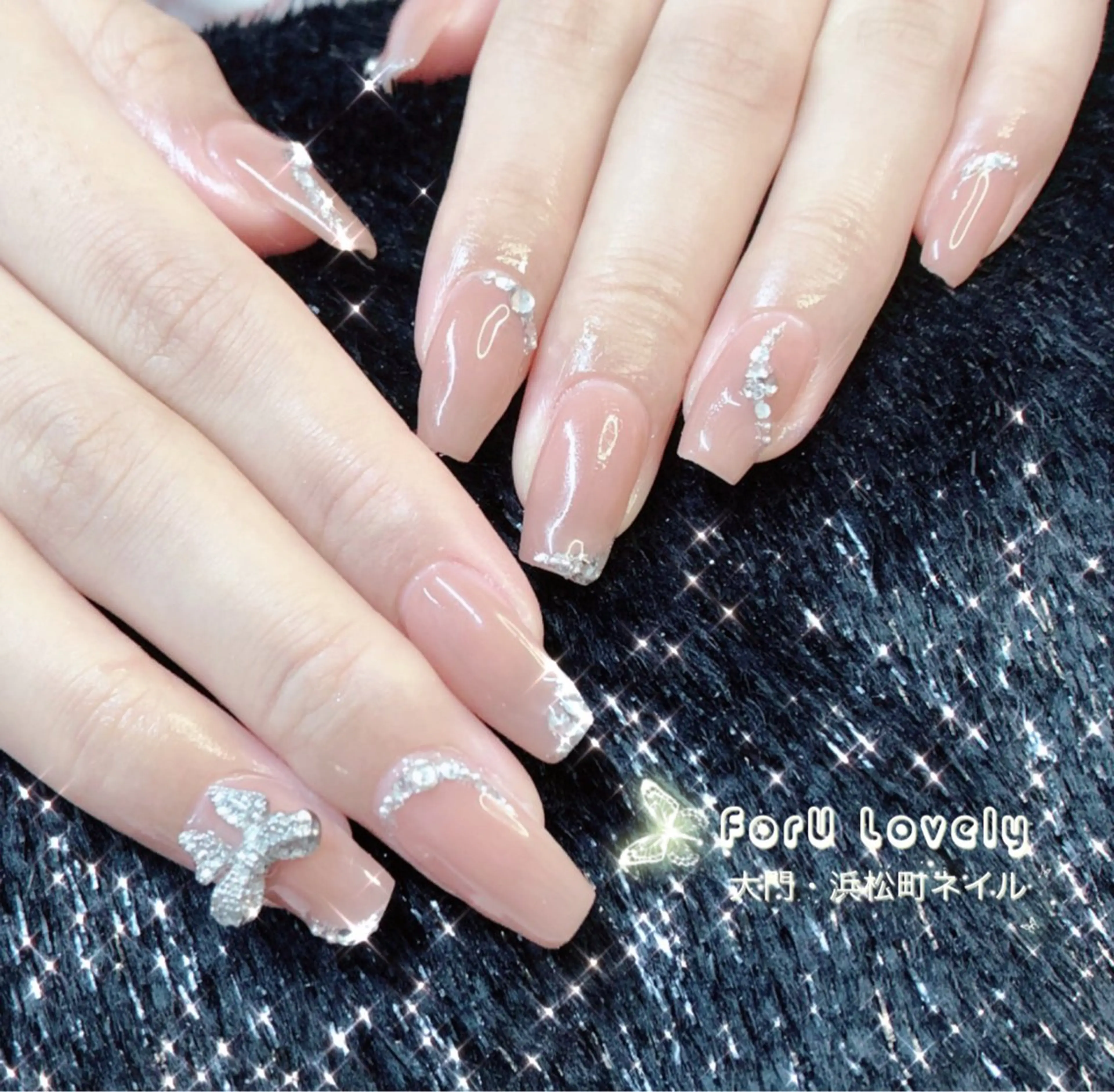 ネイル オーロラネイル フットネイル ジェルネイル ハート 韓国ネイル 大門浜松町 ネイルのネイルデザイン