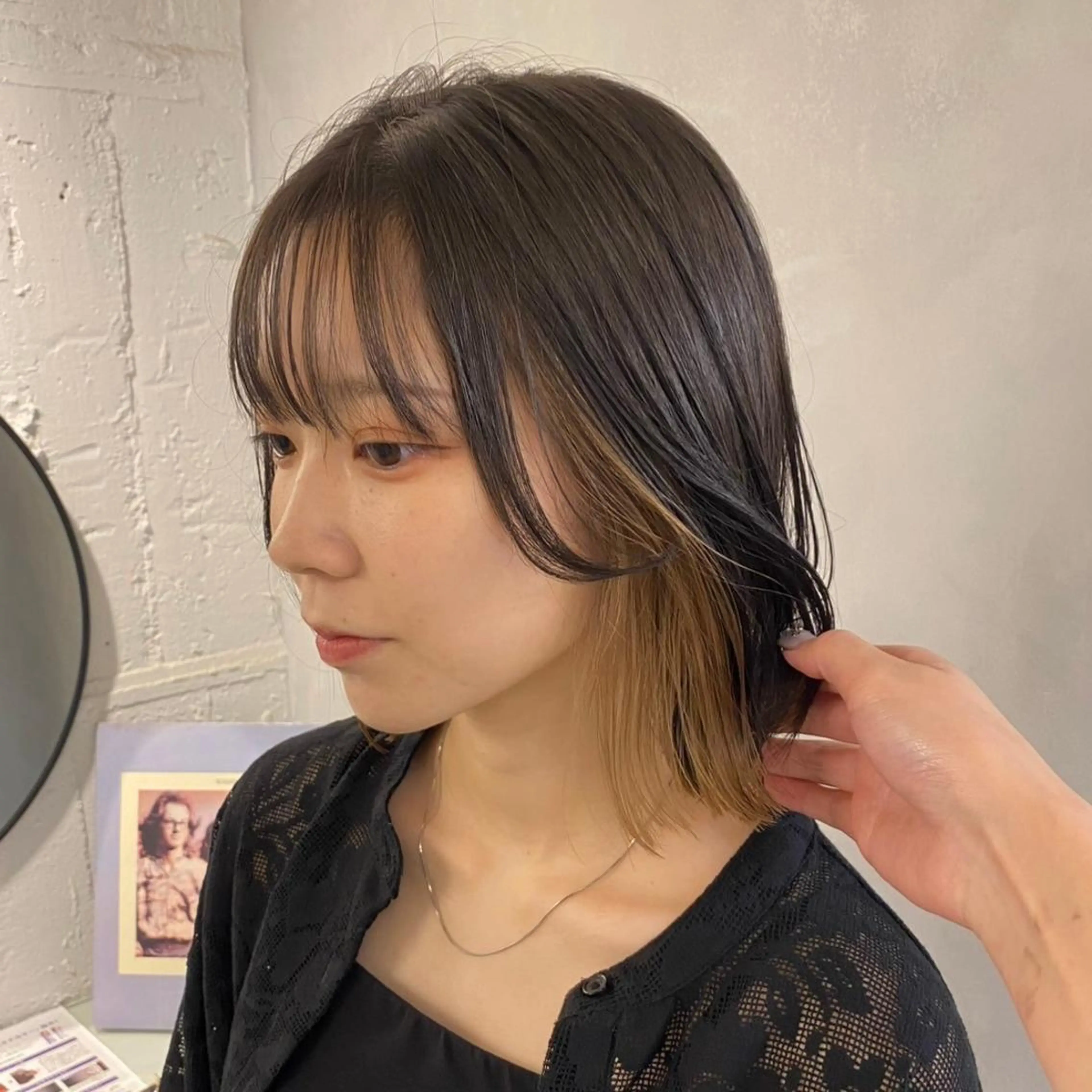 ミディアム カラー ブリーチ ケアブリーチ イヤリングカラー インナーカラー カット ヘアカラー トリートメント ✨Bobヘア🌱 インナー🌱Ami✨のヘアスタイル