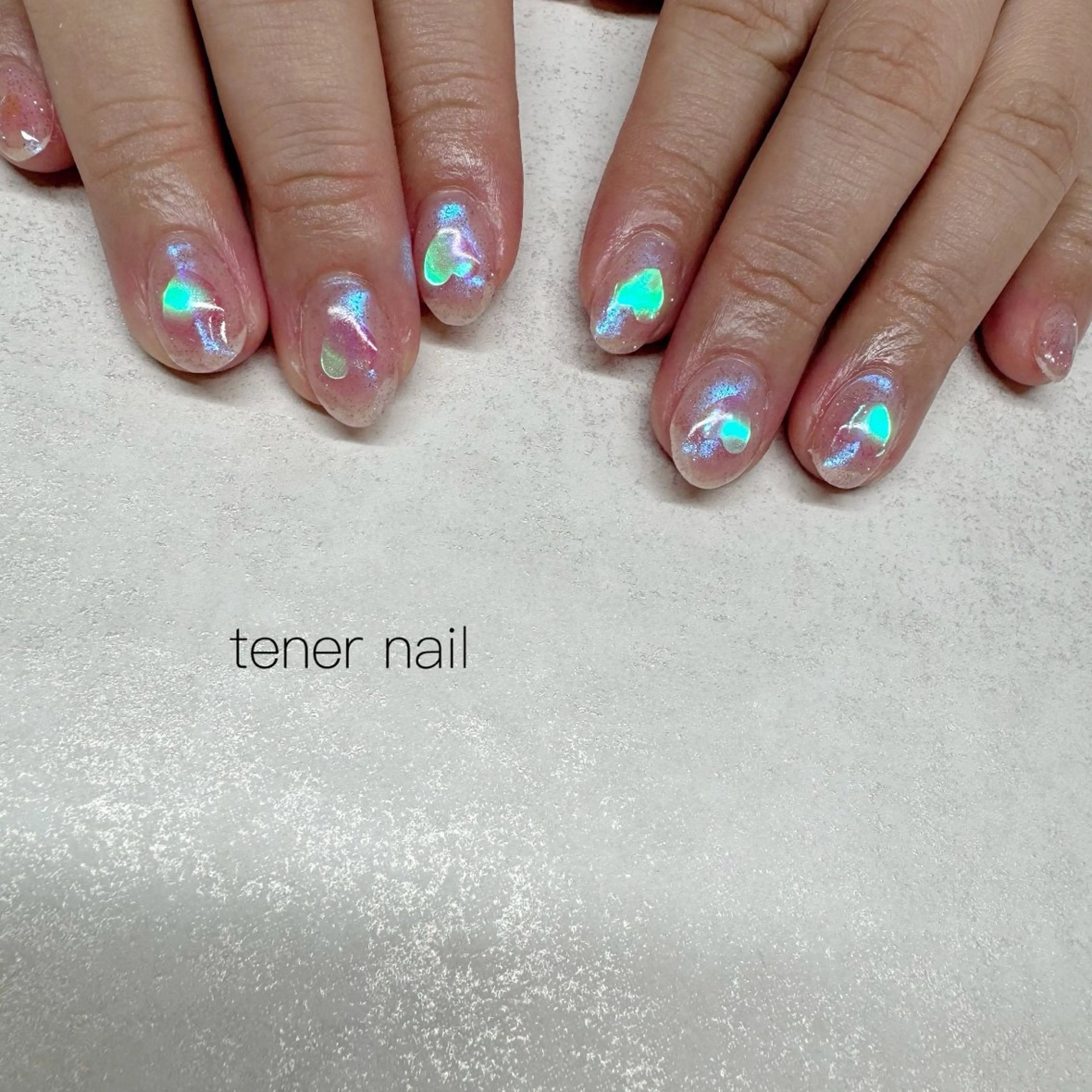 ネイル ハート 氷ネイル・うるうるネイル ハンドネイル tener  nail  テネルネイル所属・テネルネイル tener nailのネイルデザイン