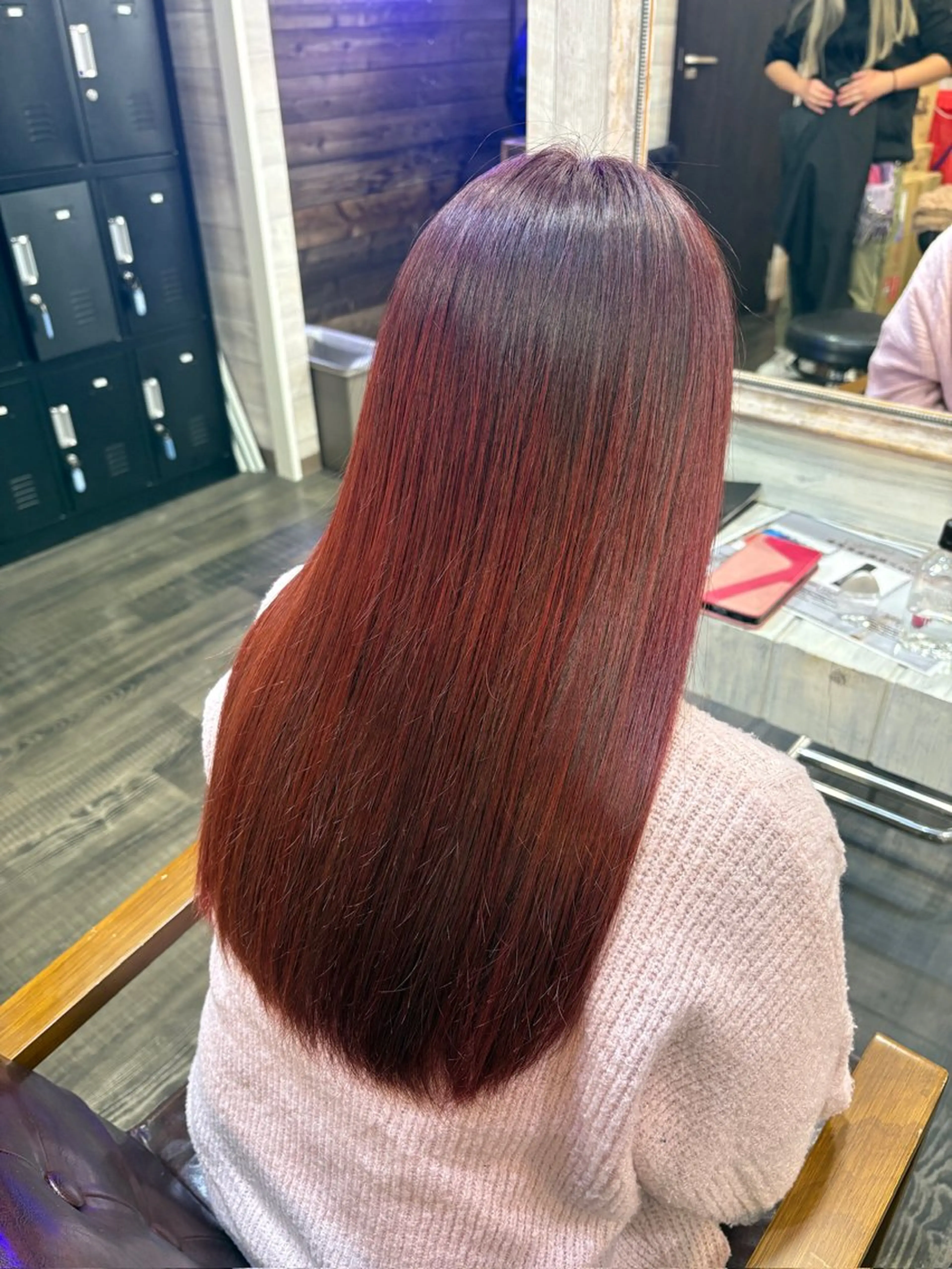 ロング カラー ブリーチ ブリーチなしカラー レッドカラー ブリーチ/韓国ヘア /kenshiroのヘアスタイル