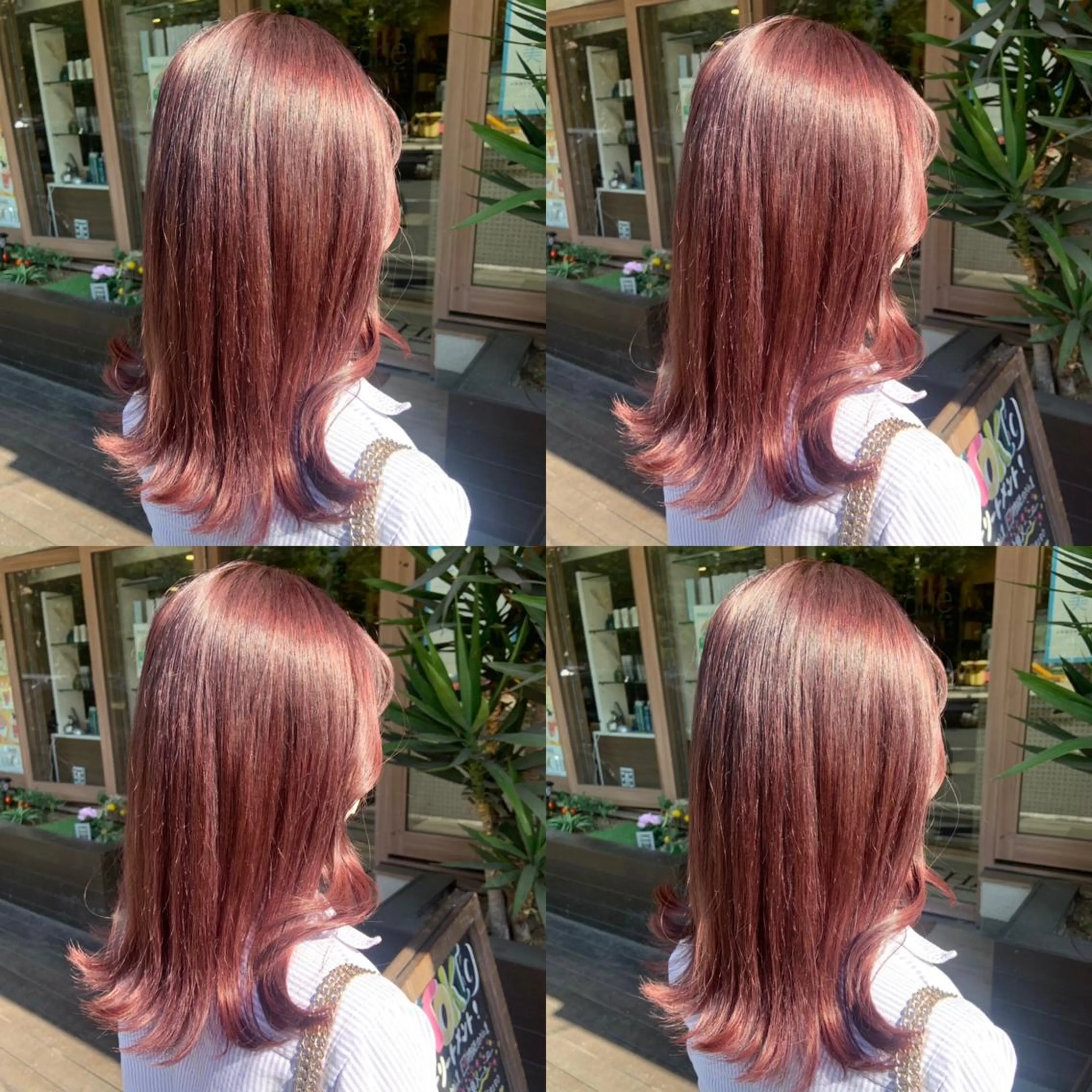 ミディアム カラー カシス ハイトーンカラー レッドカラー 🤍透明感/韓国風 🤍サクラギヒトミのヘアスタイル