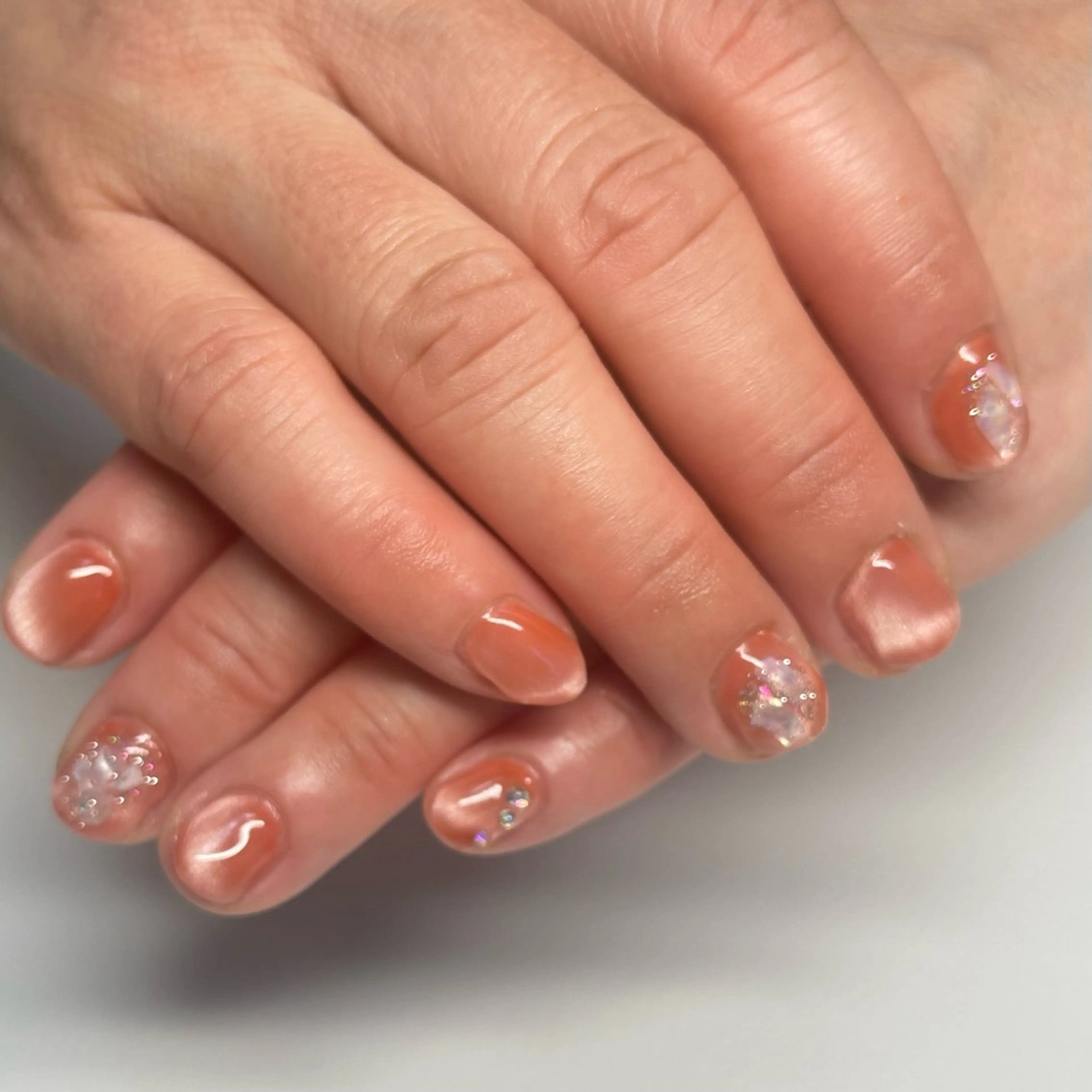 ネイル マグネットネイル オレンジ Flora nailのネイルデザイン