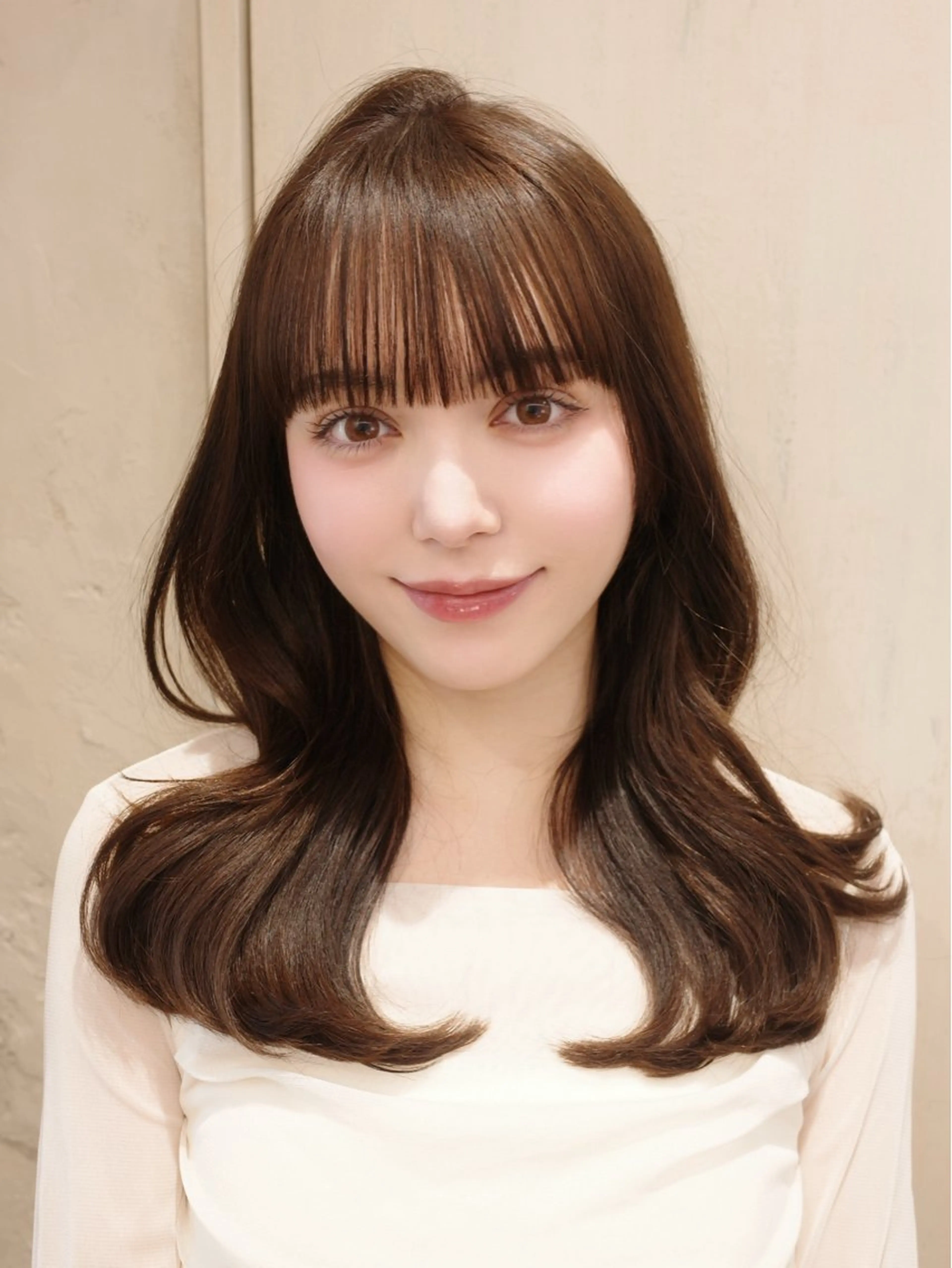 セミロング くびれヘア ヨシンモリ 韓国風ヘア レイヤーカット シャギー カット ヘアカラー トリートメント 韓国くびれヘア 顔まわり新宿/さやかのヘアスタイル