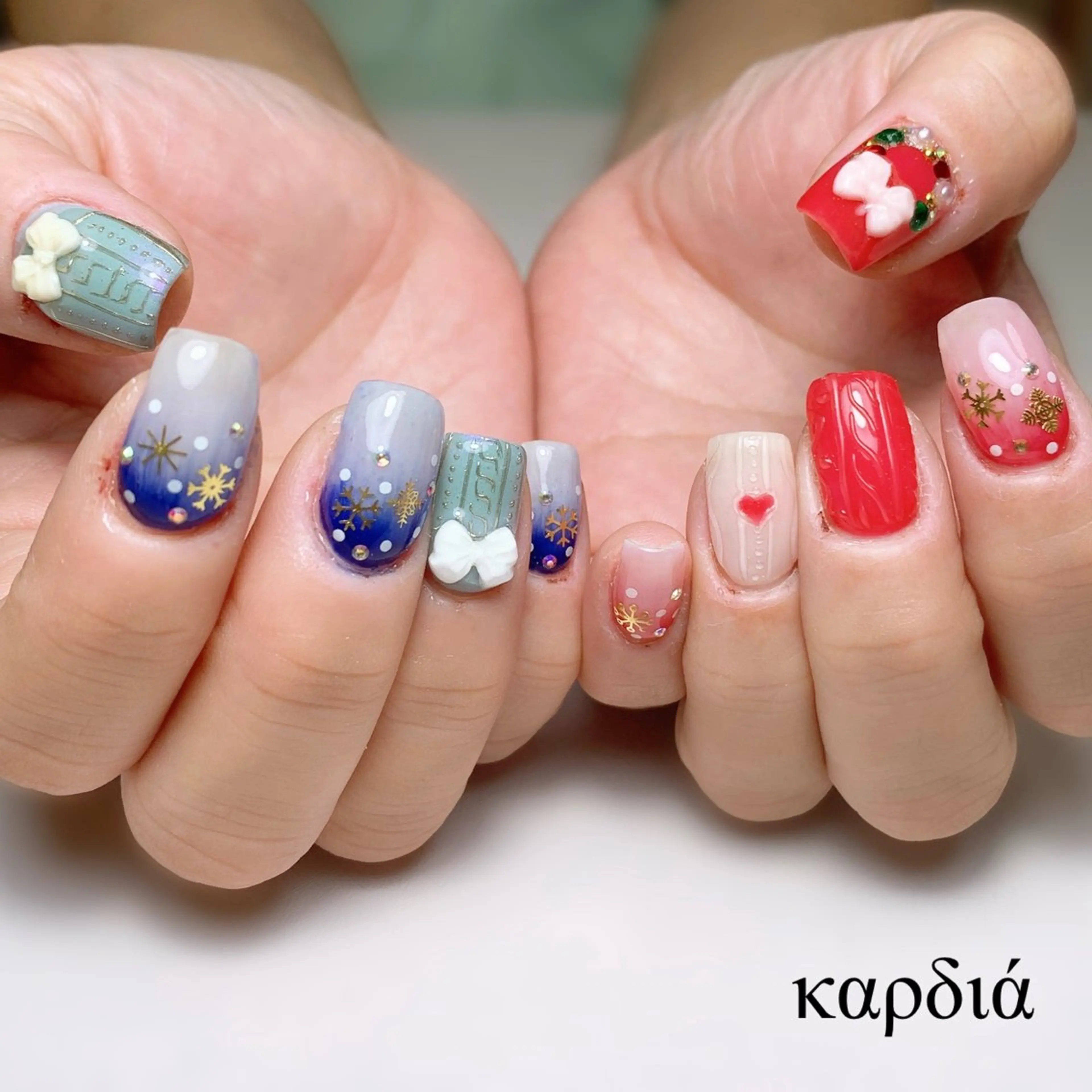 ネイル ハンドネイル καρδιά -ｶﾙﾃﾞｨｱ-のネイルデザイン