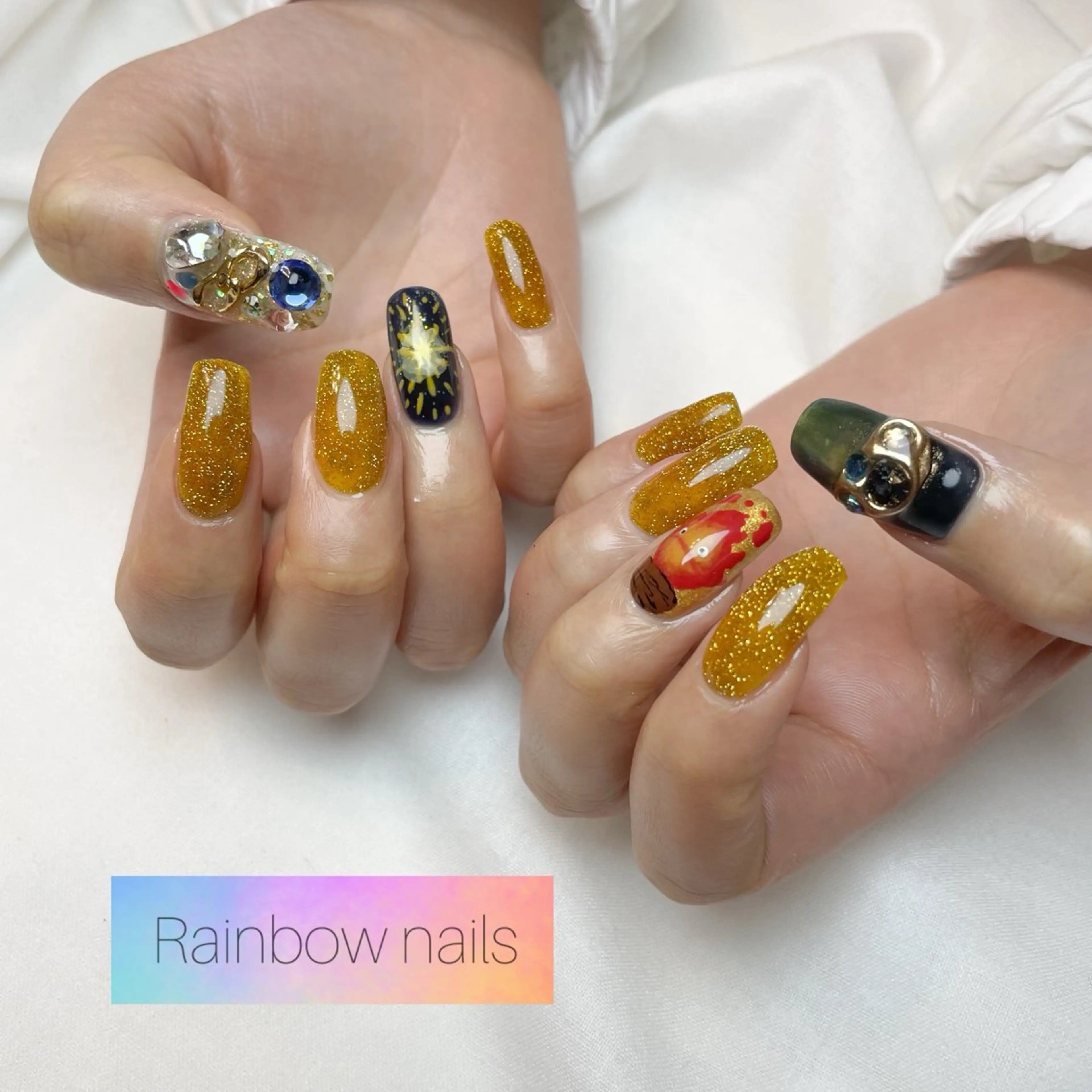 ネイル Rainbow nailsくろちゃんのネイルデザイン