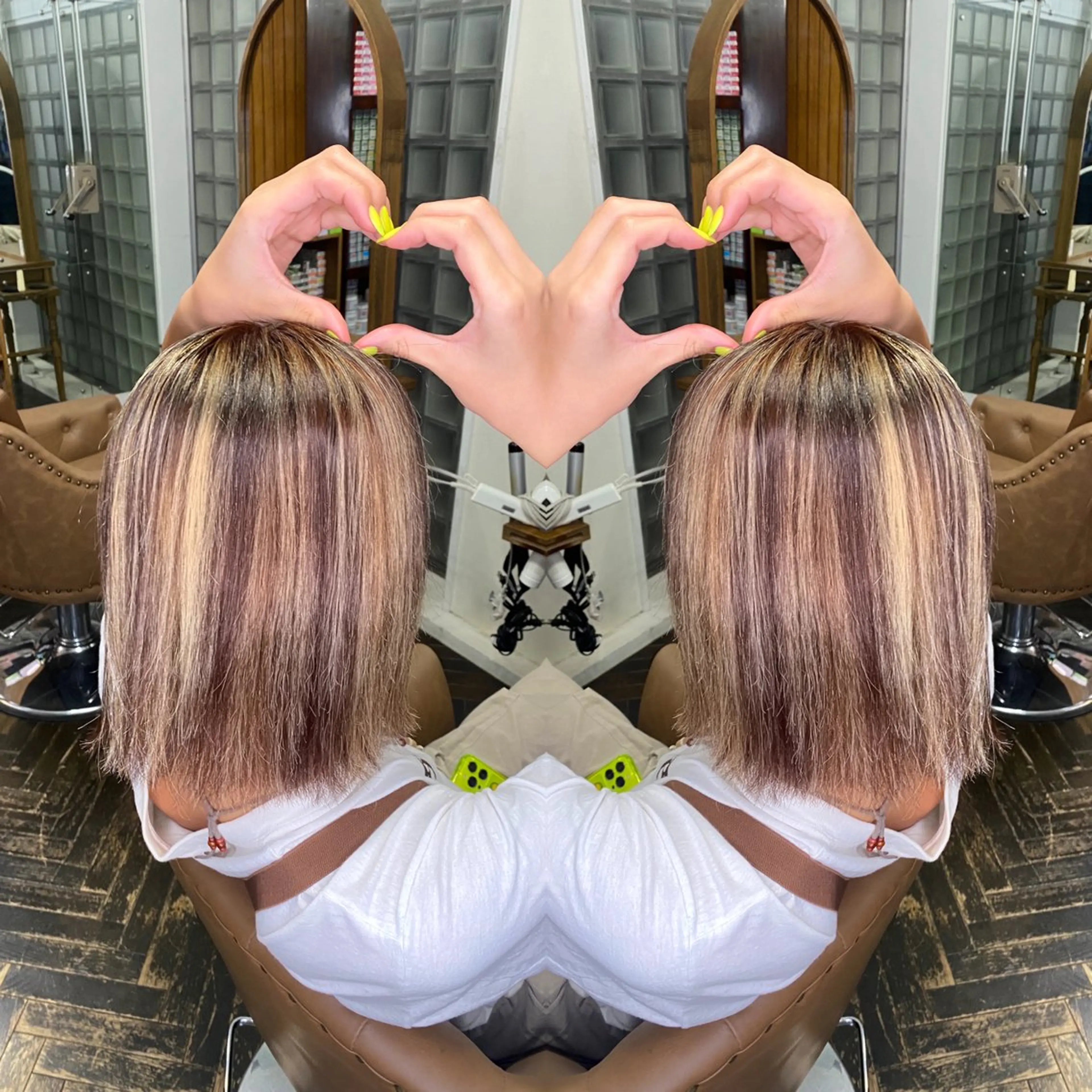 セミロング カラー ハイライトカラー ハイライト レイヤー/ボブ/ ミニボブ/AOIのヘアスタイル