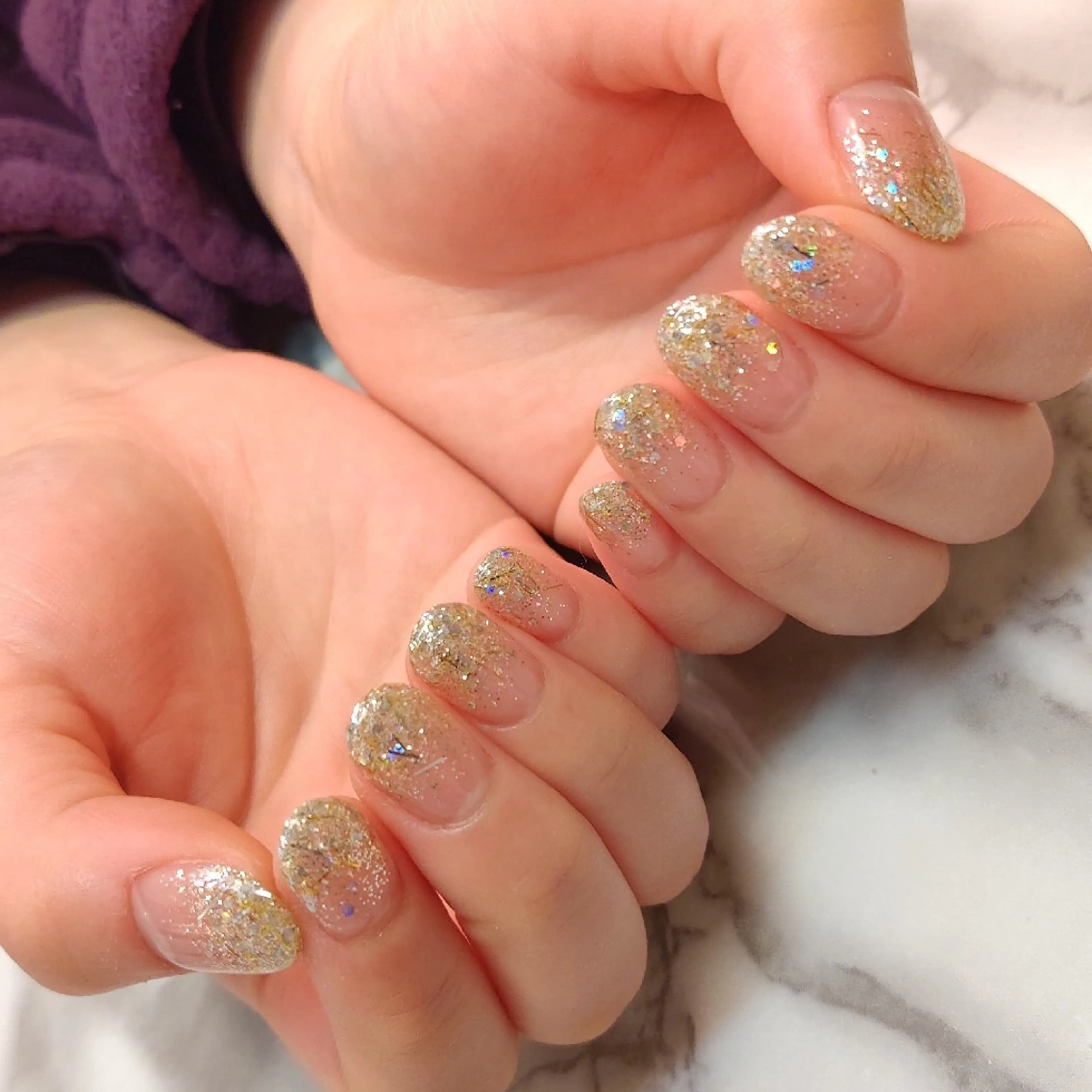 ネイル ラメ(グリッター) ラメグラデーション ジェヌインネイル 河内のネイルデザイン