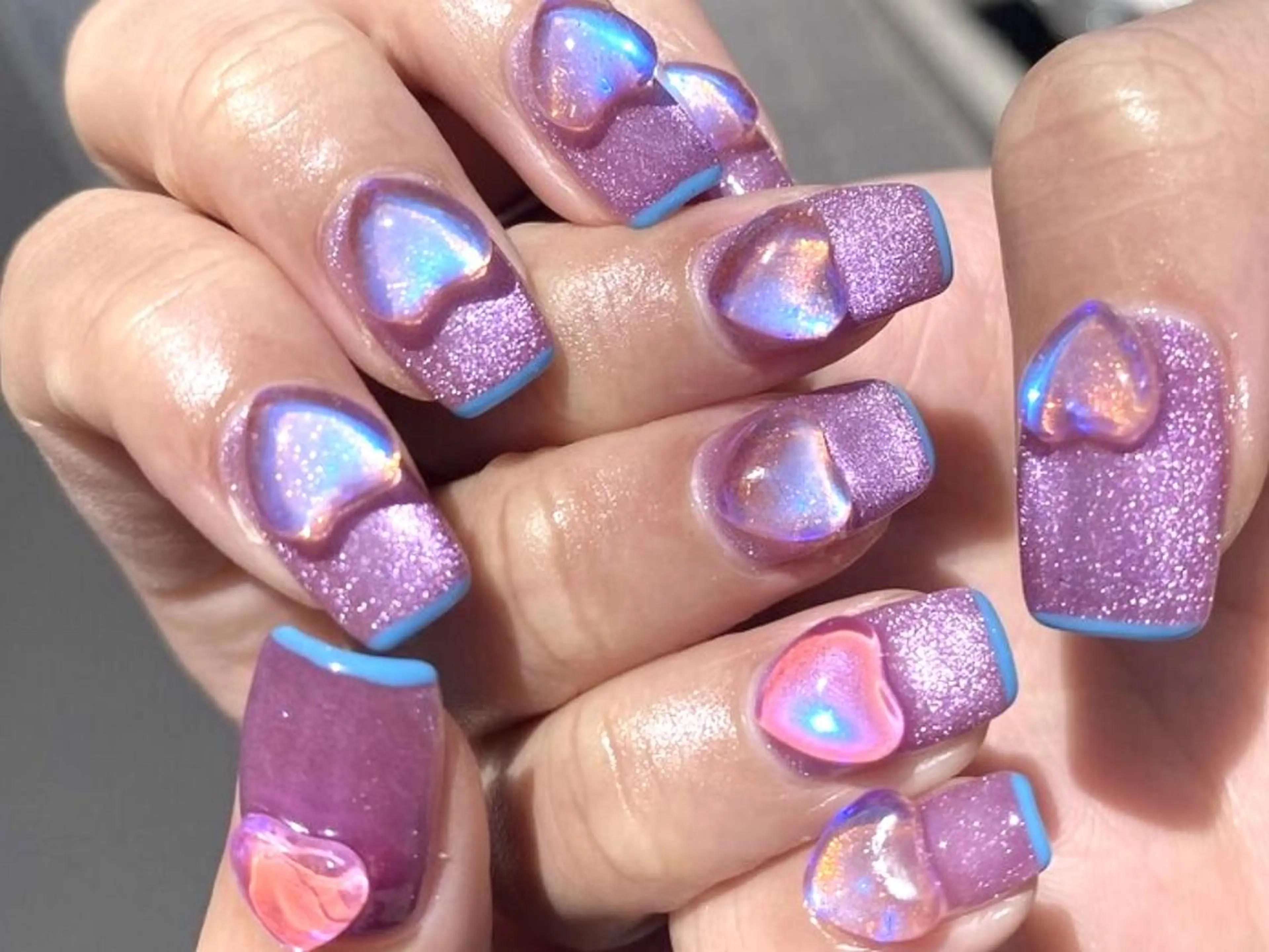 ネイル アートネイル 持ち込み Shis_🦄shi 韓国風キラキラネイルのネイルデザイン