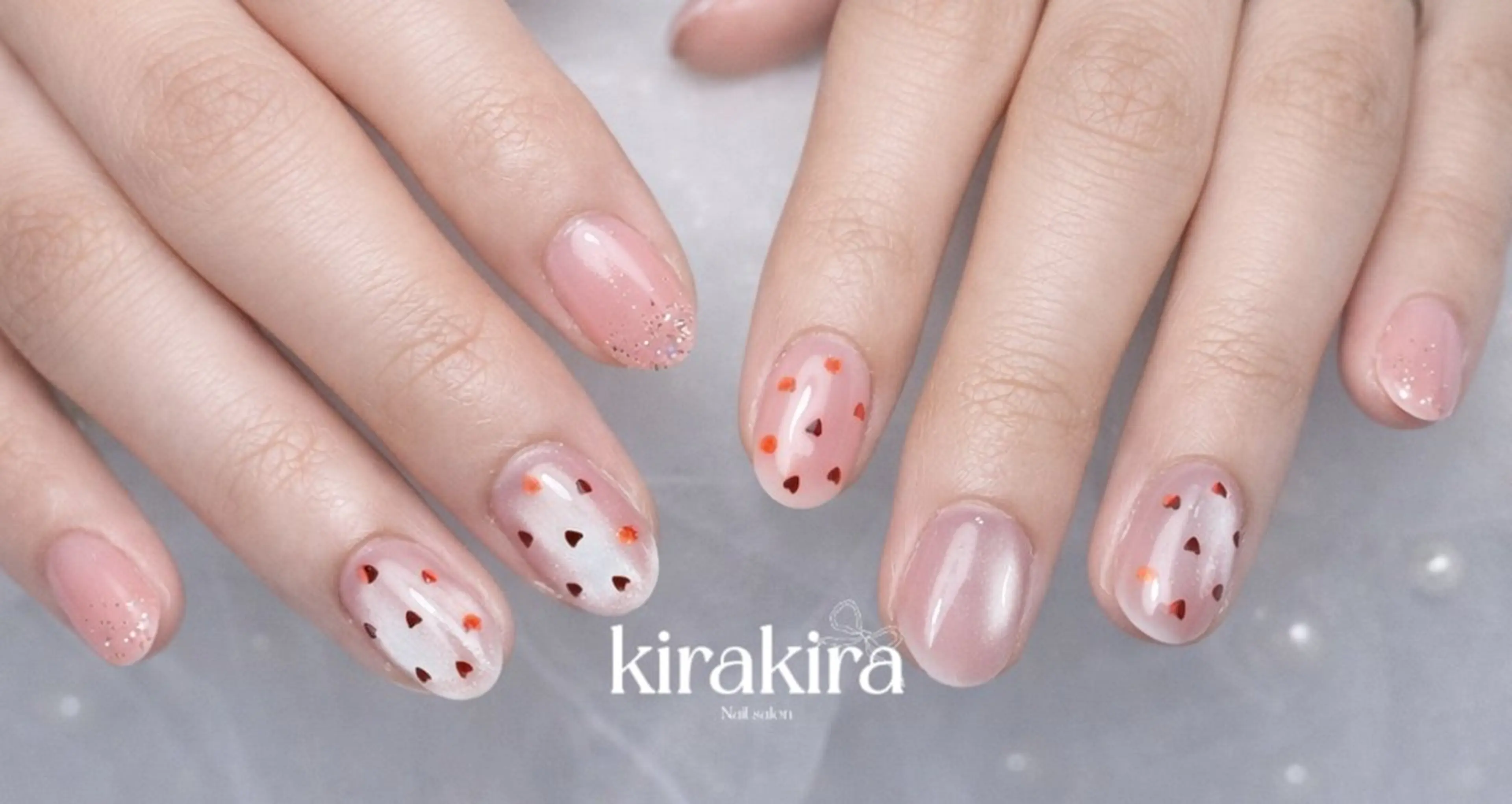 ネイル フットネイル キラキラネイル シンプルネイル バレンタイン Kirakira Nail salonのネイルデザイン
