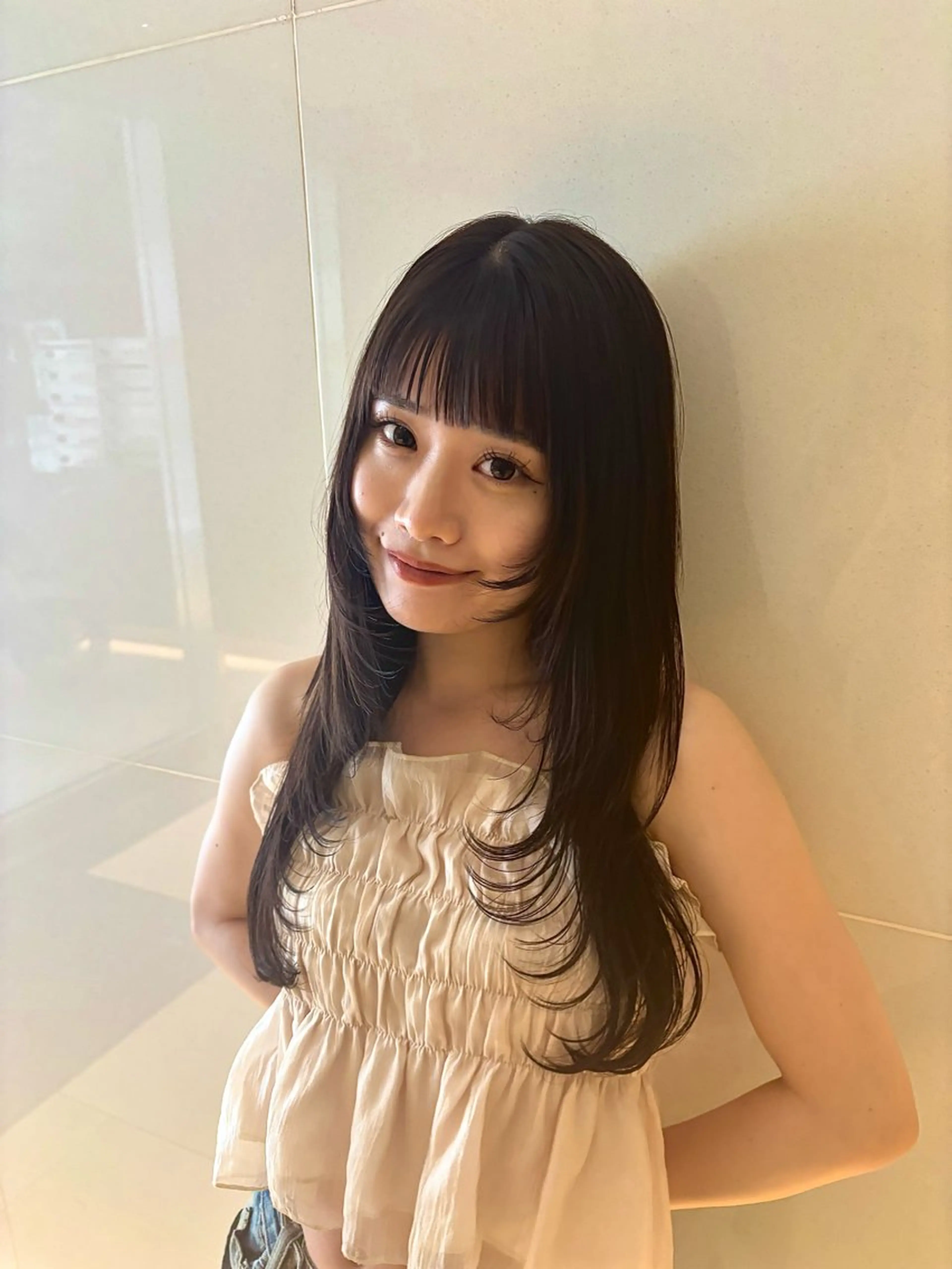 ロング カラー くびれヘア 顔まわりレイヤー 顔周りカット ハッシュカット レイヤーカット カット ヘアカラー トリートメント 🎀レイヤー×透明感 カラー🎀Ayanoのヘアスタイル