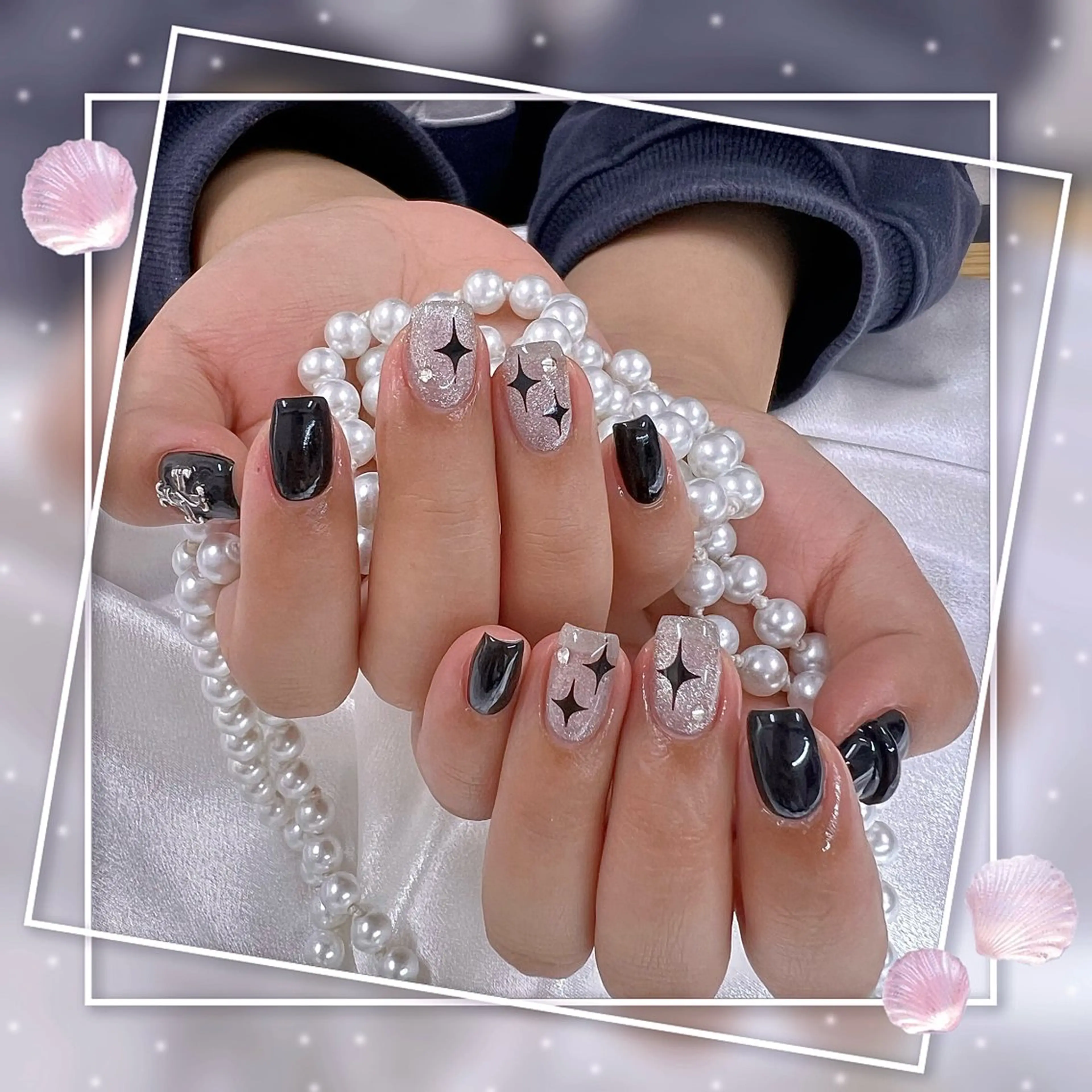 ネイル フレンチネイル グラデーション キラキラネイル 韓国ネイル マグネットネイル ハンドネイル Chill Nailsalonのネイルデザイン
