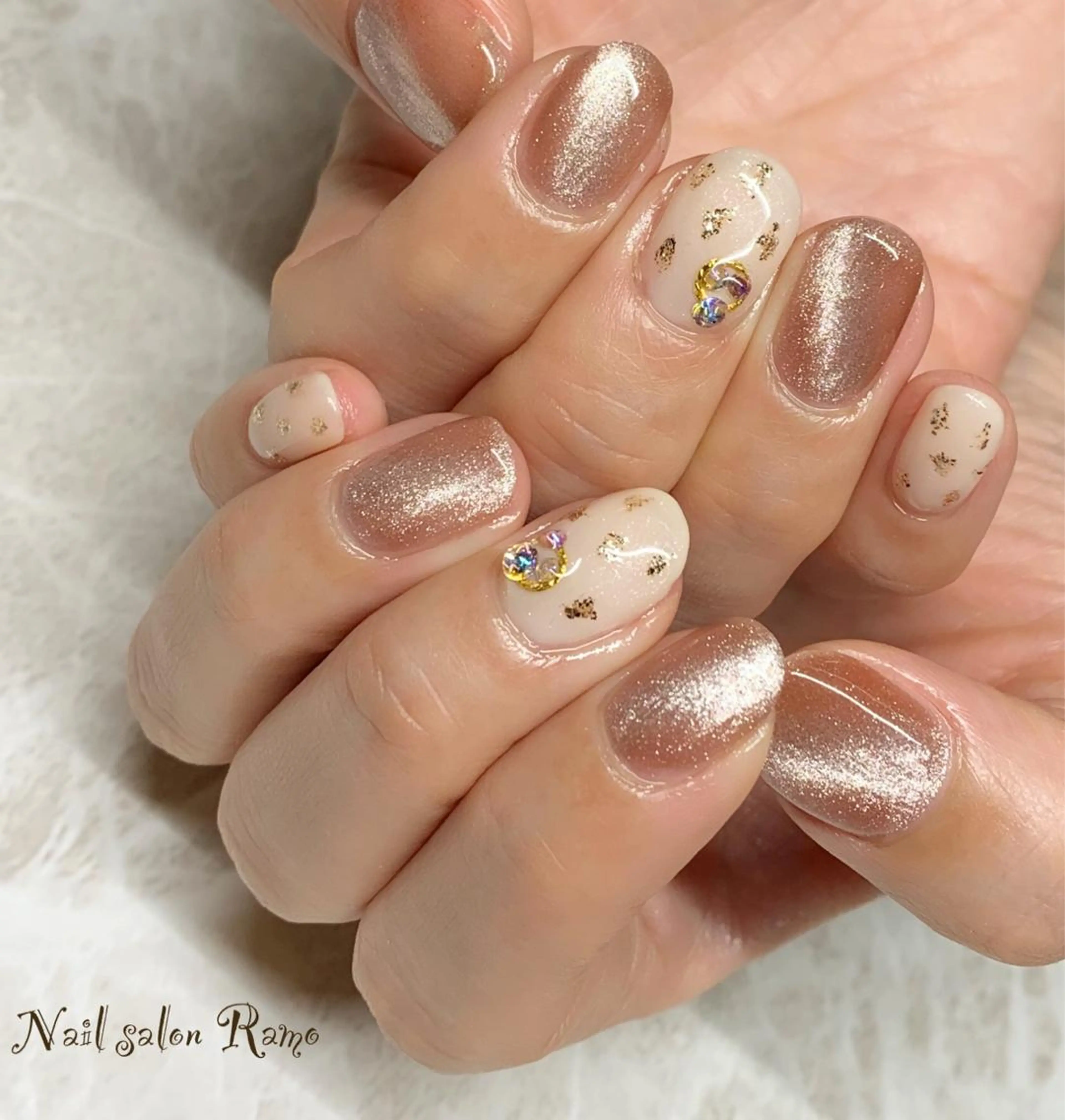 ネイル アートネイル ブルー ジェルネイル マグネットネイル パラジェル Nail salon Ramo所属・松田 祥子のネイルデザイン