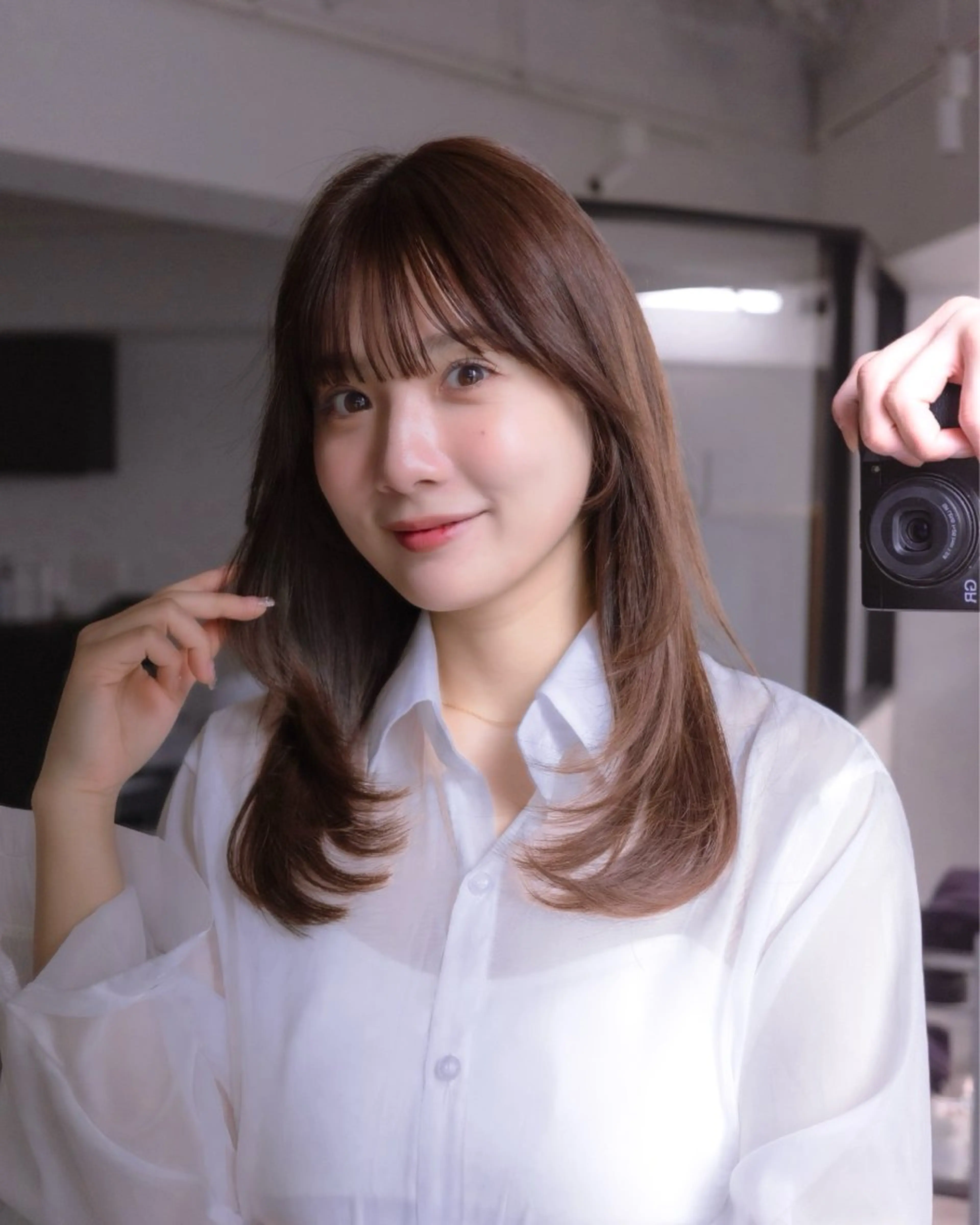 ロング カラー ヘアアレンジ ロングレイヤー ブリーチ ブラウンカラー ブリーチなしカラー レイヤーカット 縮毛矯正/グレージュ /表参道/小森波琉のヘアスタイル