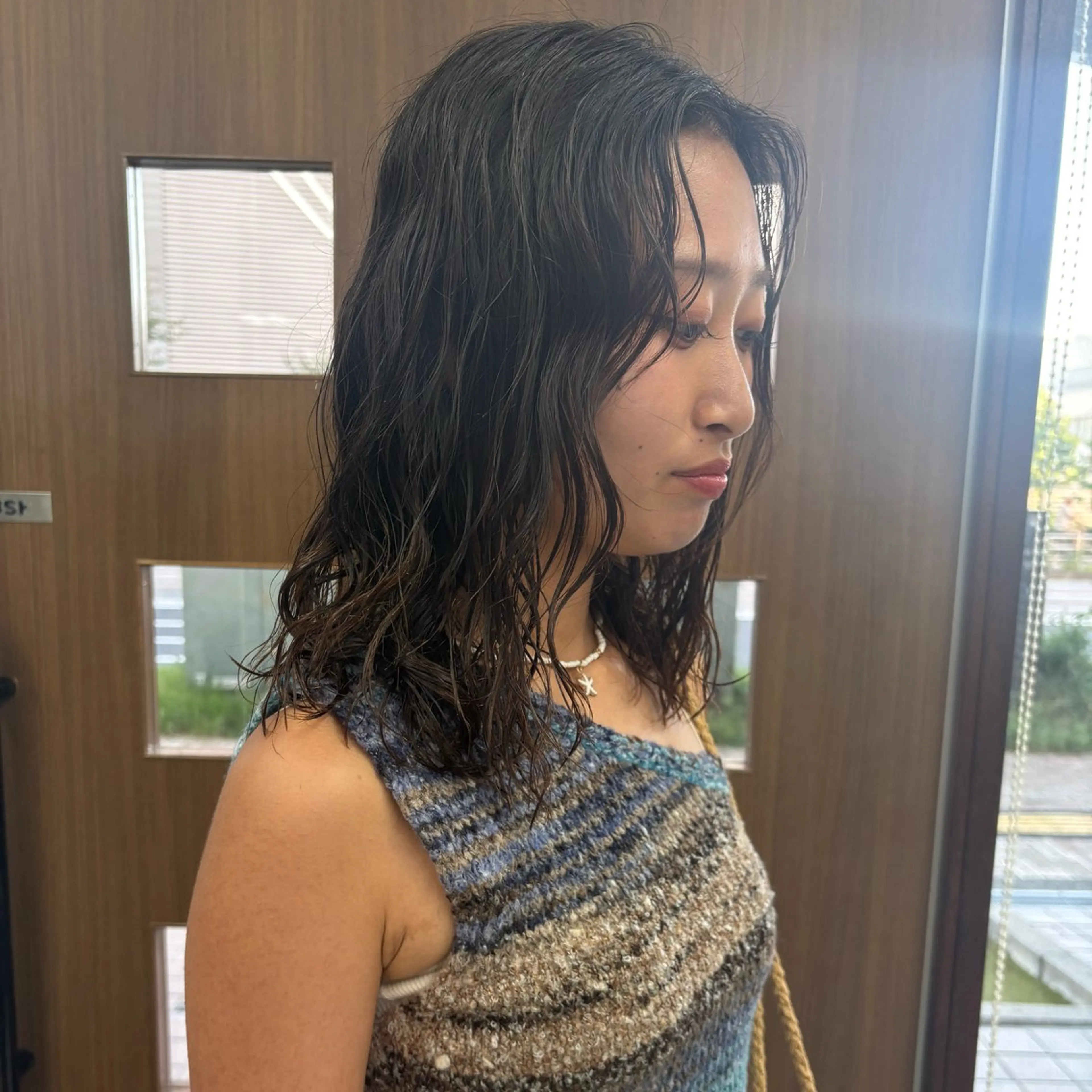 ミディアム ミディアムパーマ パーマ ダブルカラー/韓国 ヘア/さわのあかねのヘアスタイル