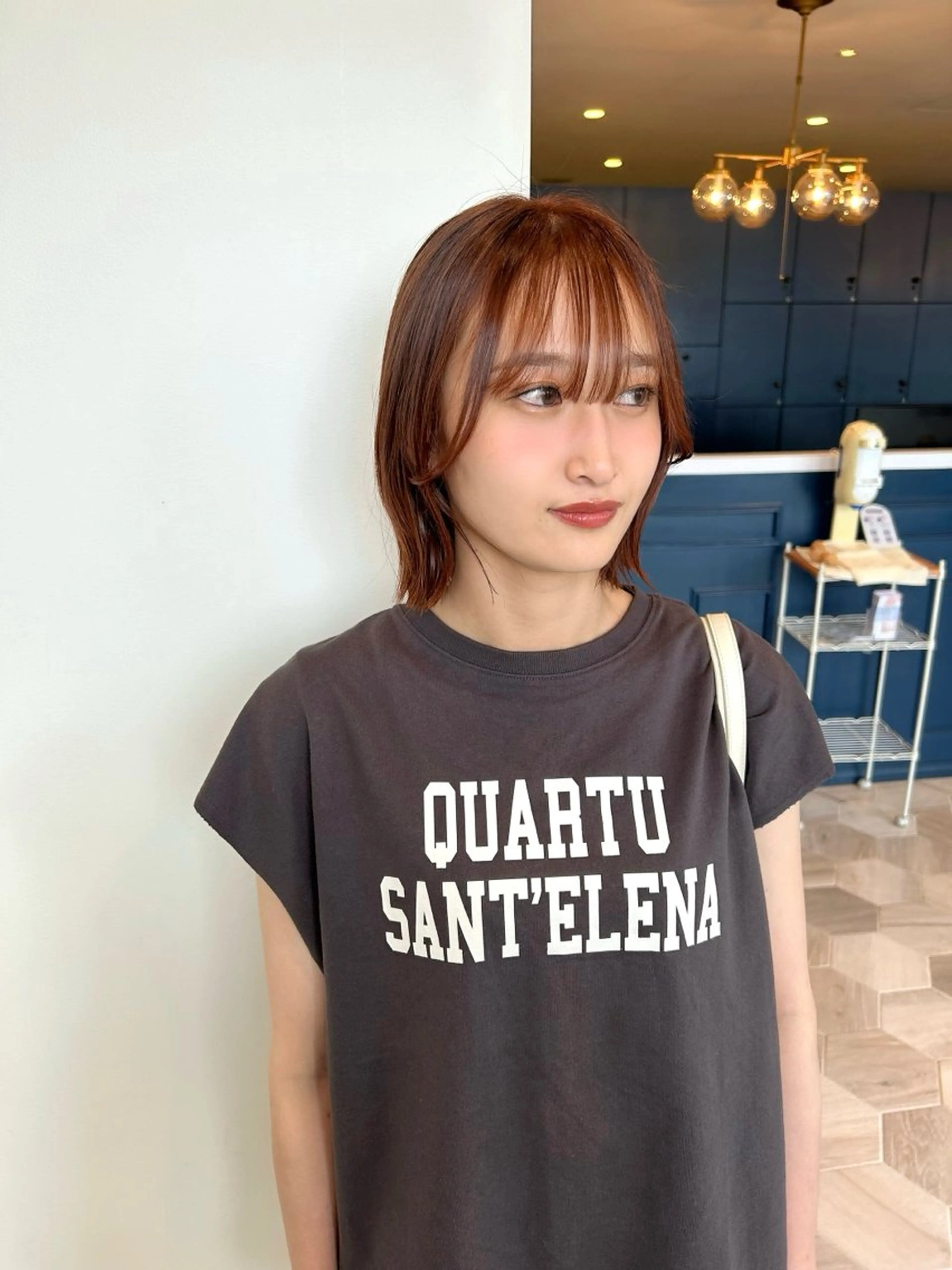 ミディアム カラー ブラウンカラー オレンジ オレンジブラウン ボブ カット ヘアカラー トリートメント shigeru cut club 神田久志本店＆lag所属・田島 仁美のヘアスタイル