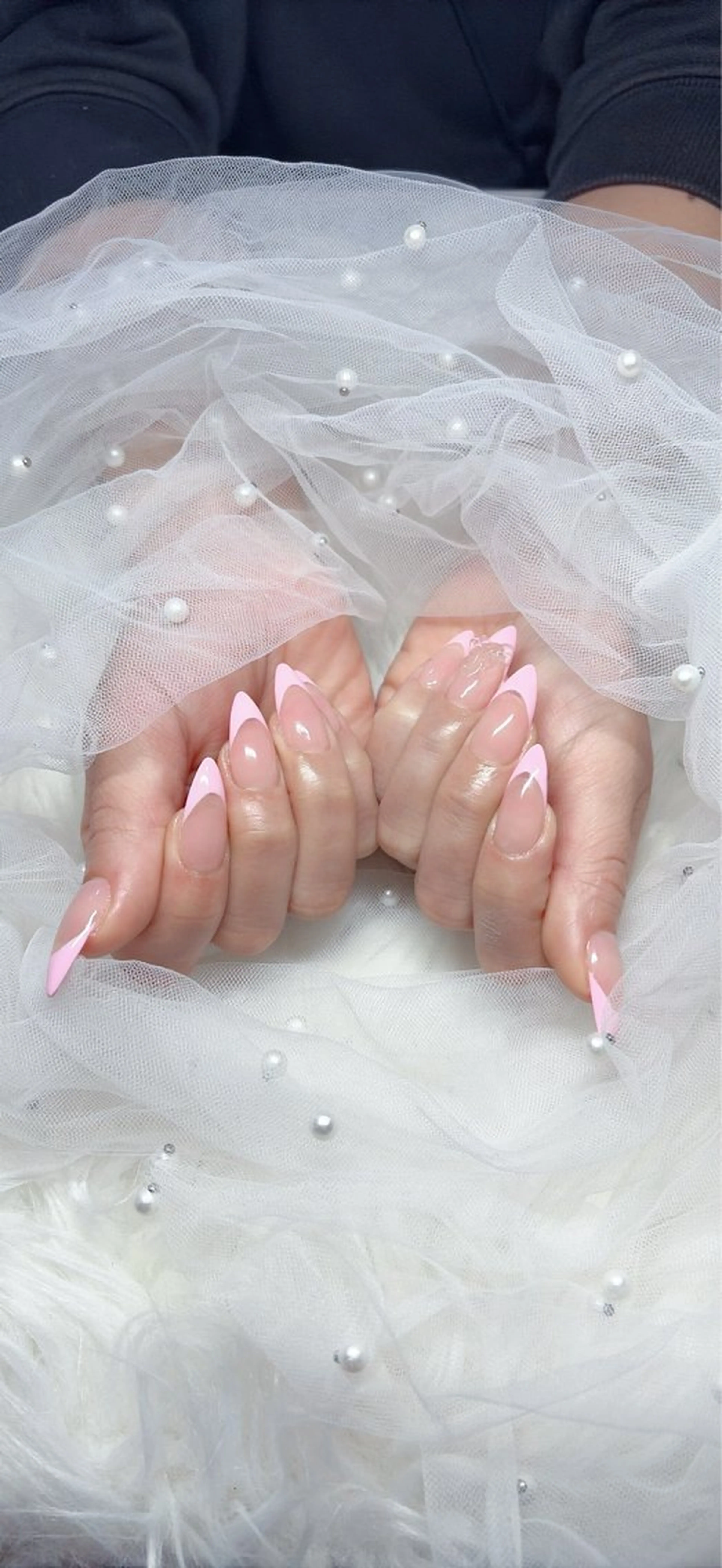 ネイル フレンチネイル ピンク ハンドネイル Yudia Manamiのネイルデザイン