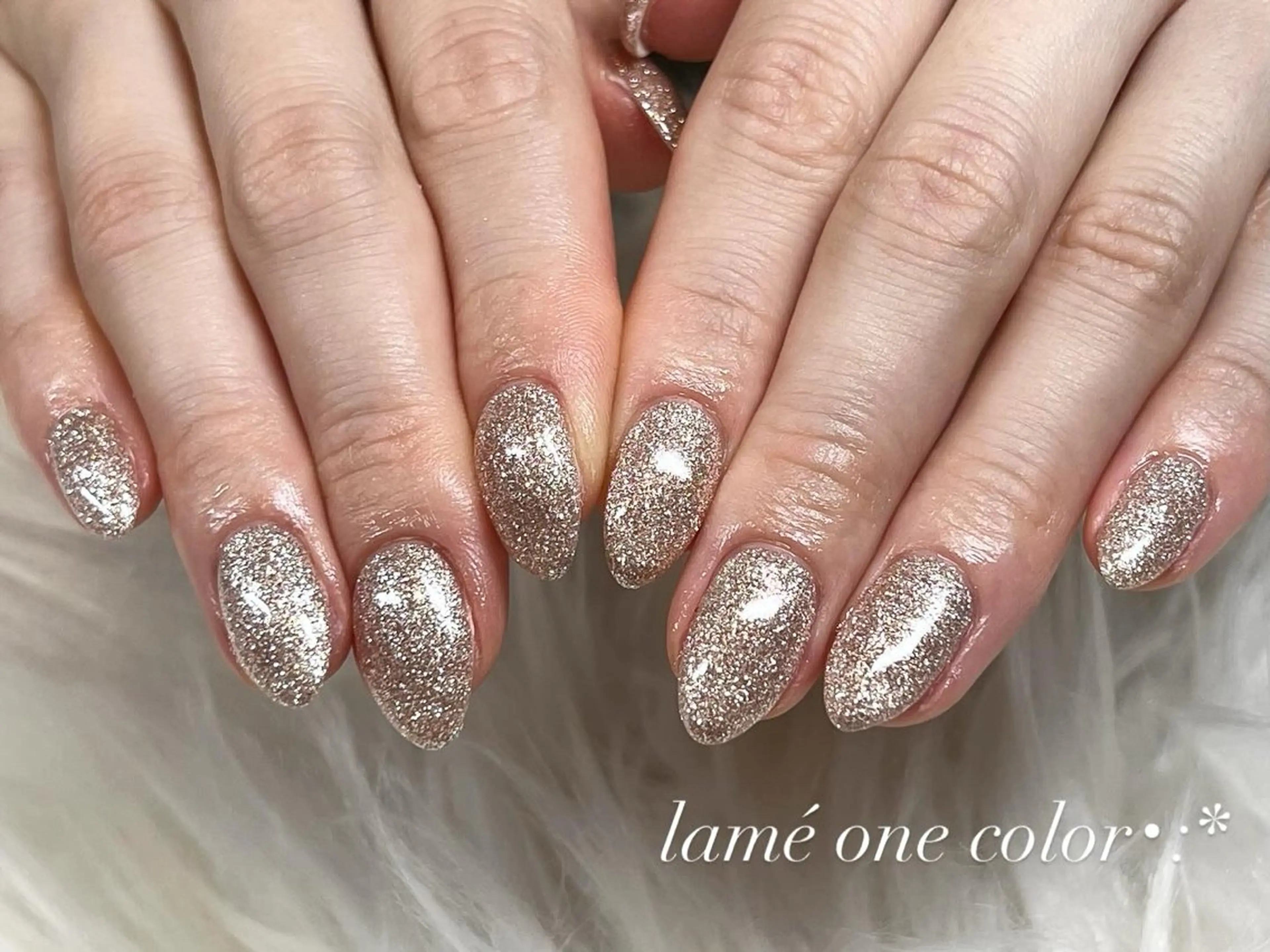 ネイル ラメ(グリッター) ワンカラーネイル Bianca大名店 yonekuraのネイルデザイン