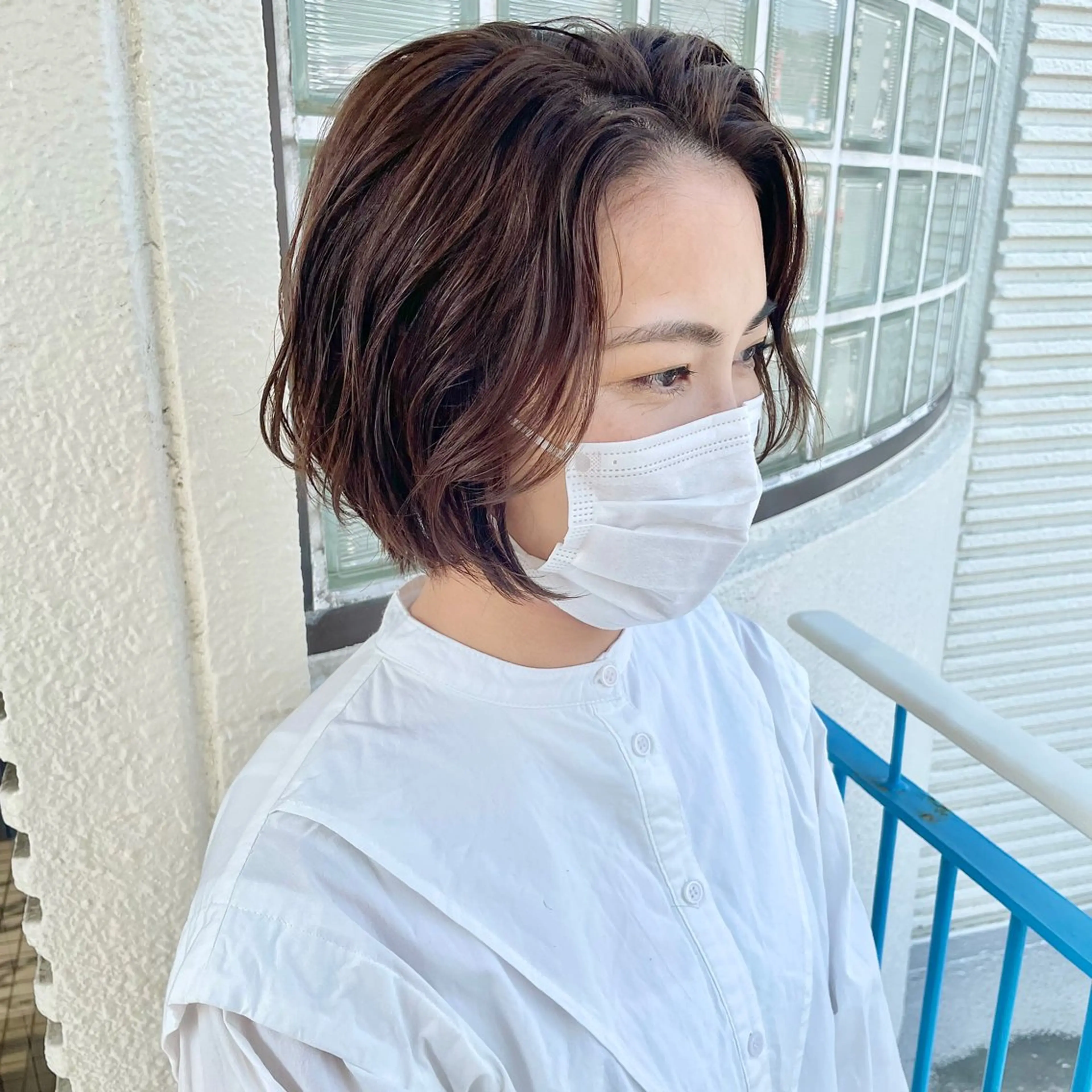 ミディアム カラー パーマ ミディアムパーマ カット ヘアカラー パーマ YUKO/ 似合わせ韓国風パーマのヘアスタイル