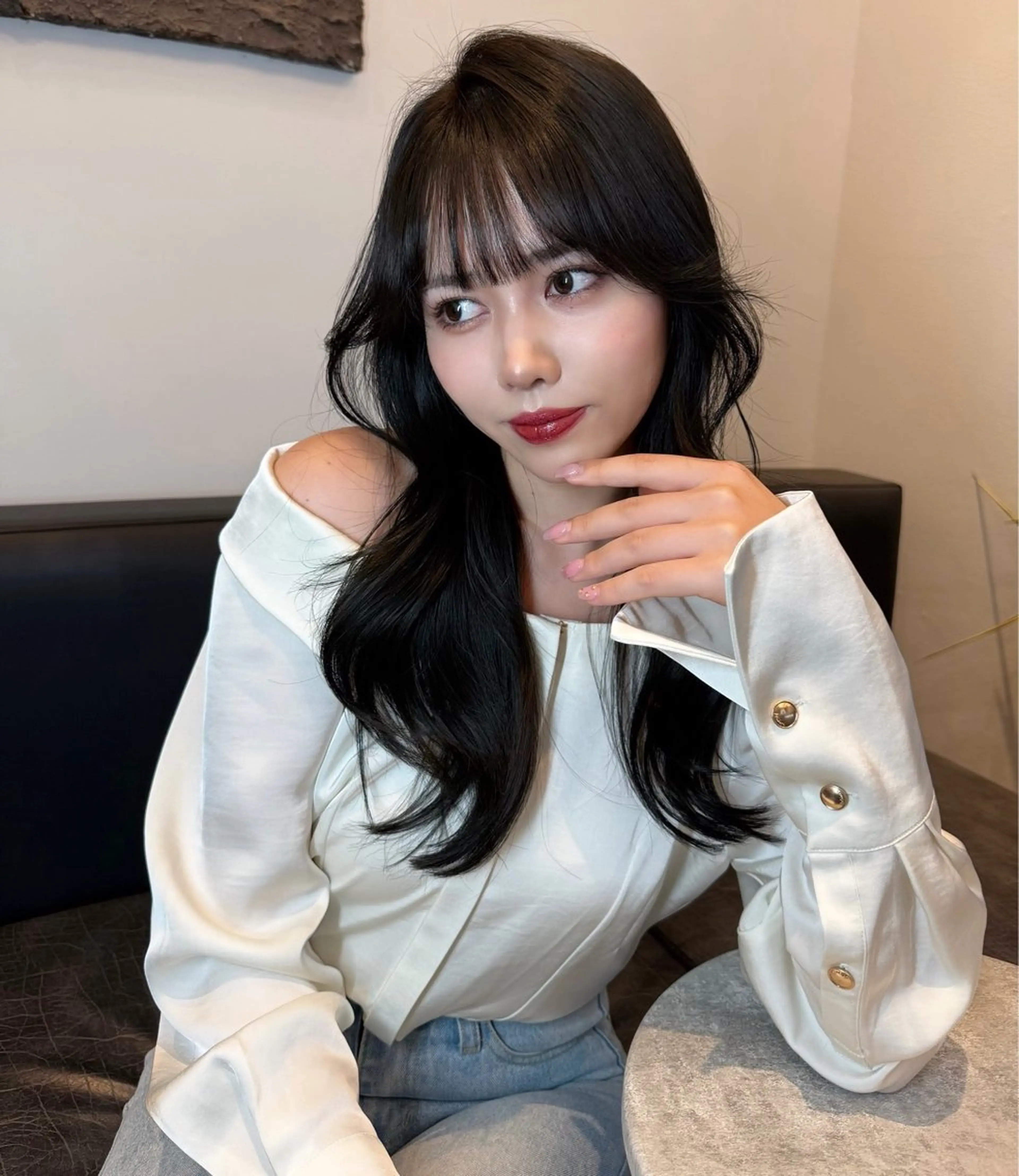 ロング カット ヘアカラー 韓国ヘア🇰🇷 YURIYAのヘアスタイル