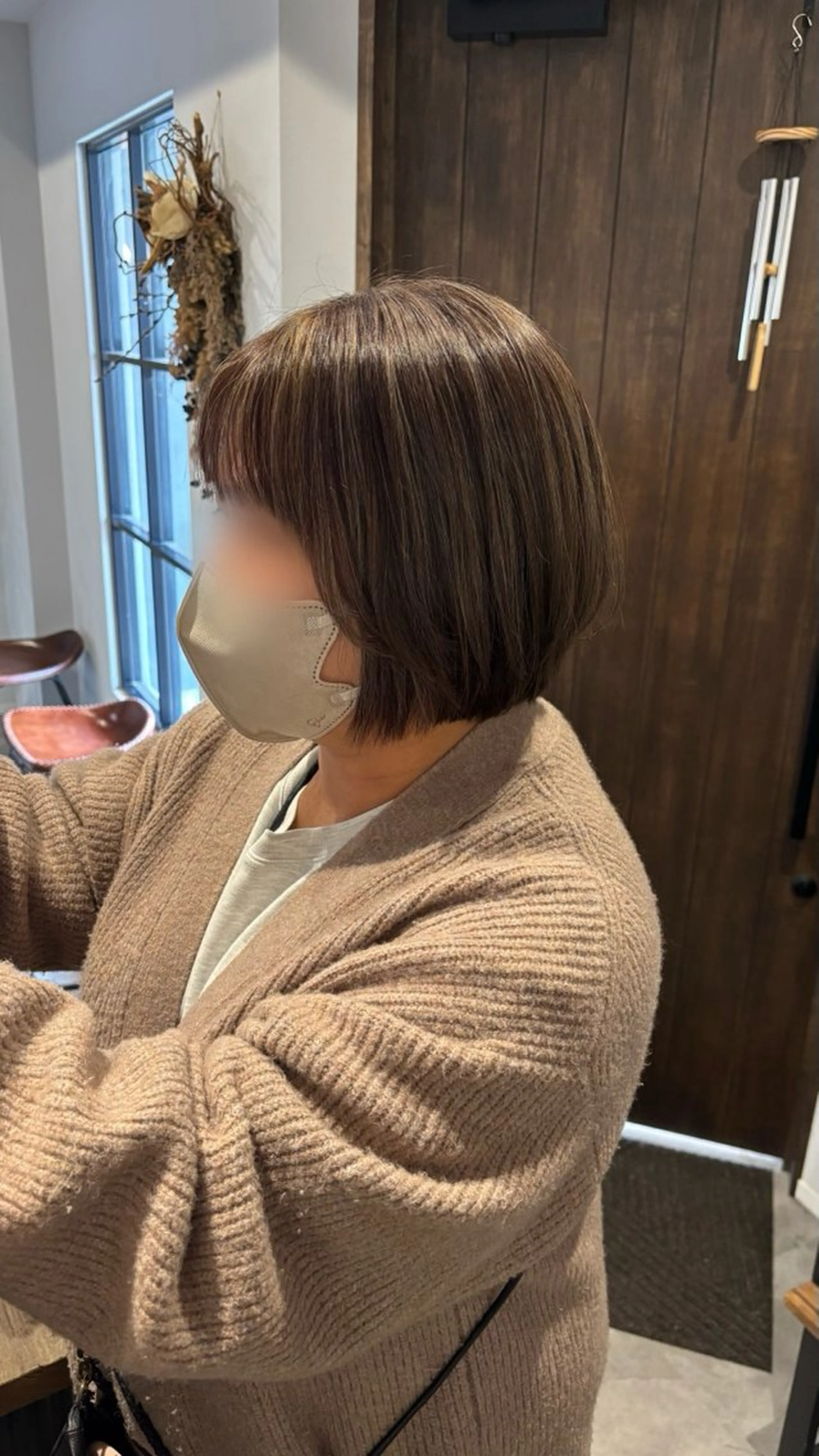 ミディアム ハイライト カット ヘアカラー トリートメント YURINO /ボブ ベージュ/ハイトーンのヘアスタイル