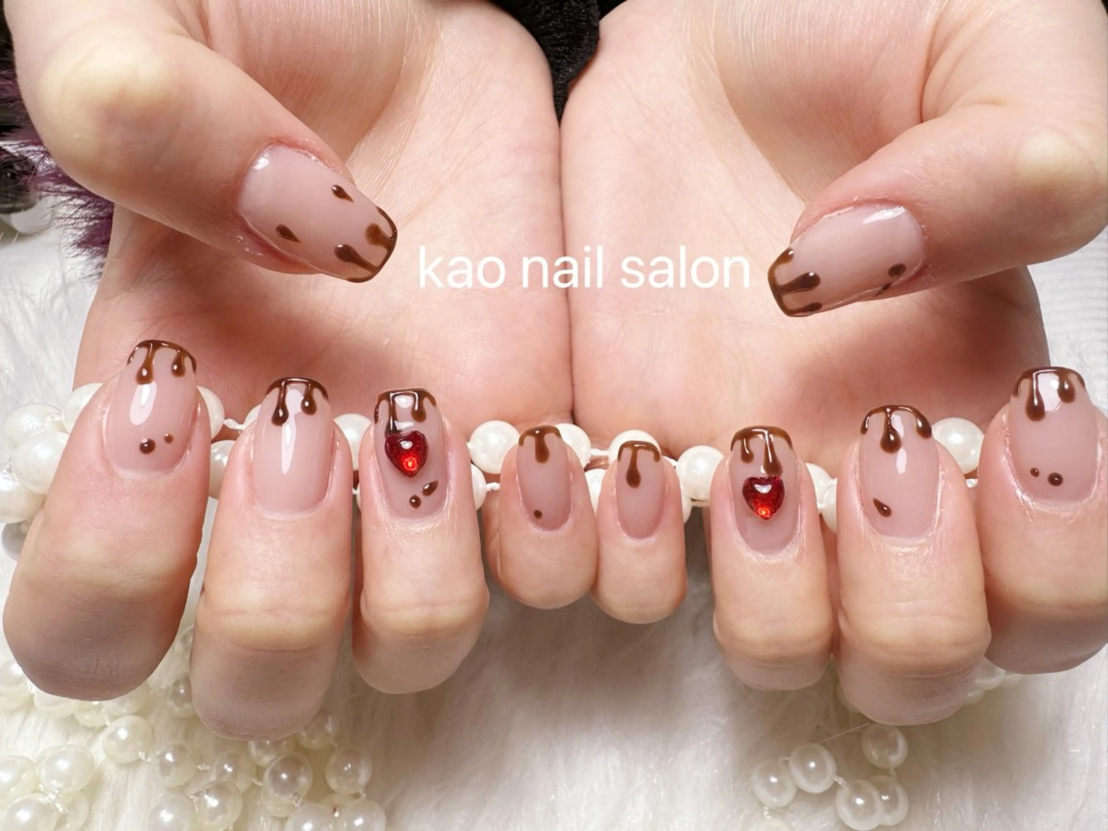 ネイル バレンタイン ハンドネイル kao nail マグネット/長さだしのネイルデザイン
