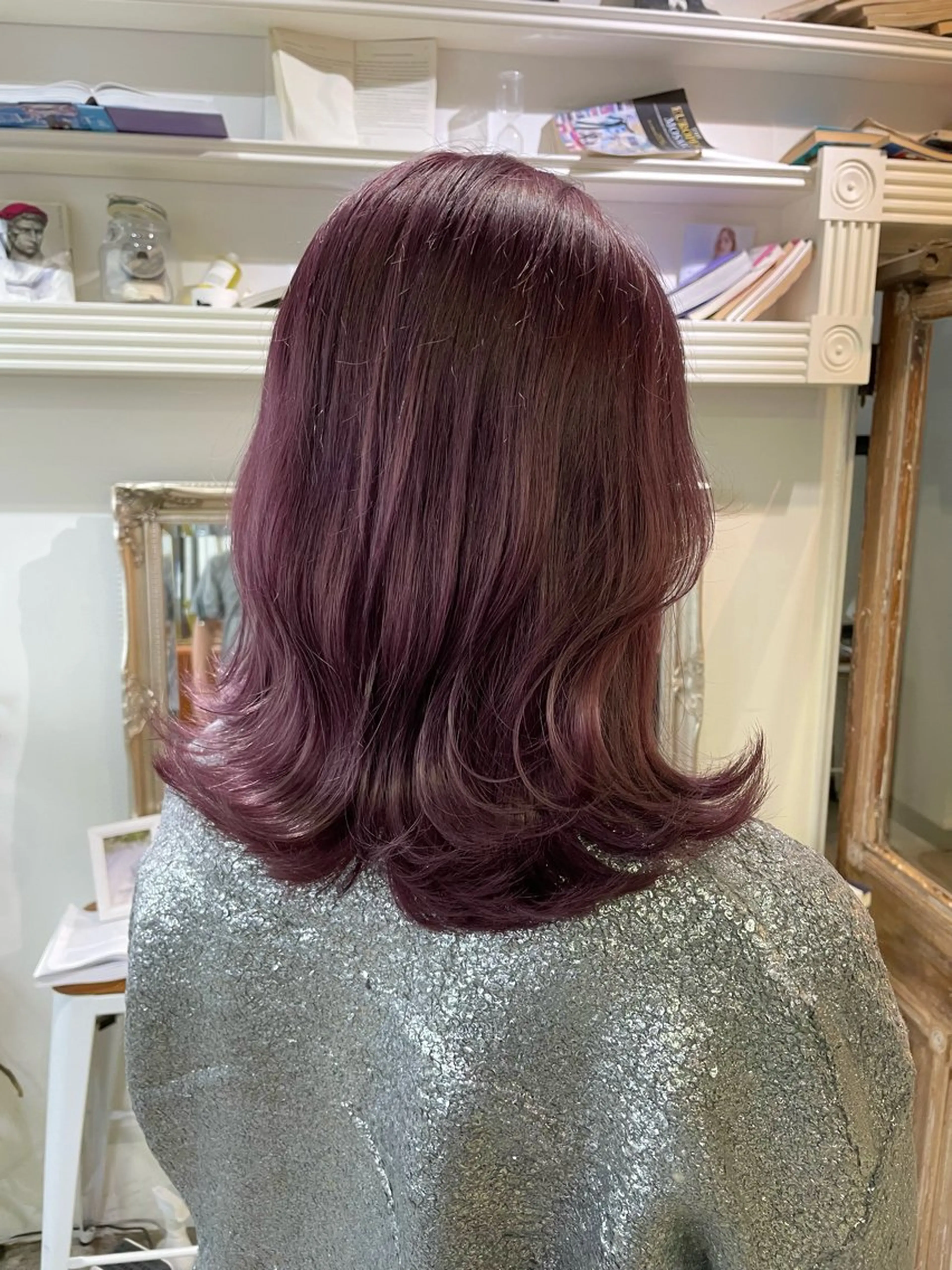 セミロング カラー ヘアアレンジ ラベンダーカラー ピンクカラー ピンクラベンダー くびれヘア ヘアカラー トリートメント 山崎 澪 レイヤーカット/大宮のヘアスタイル