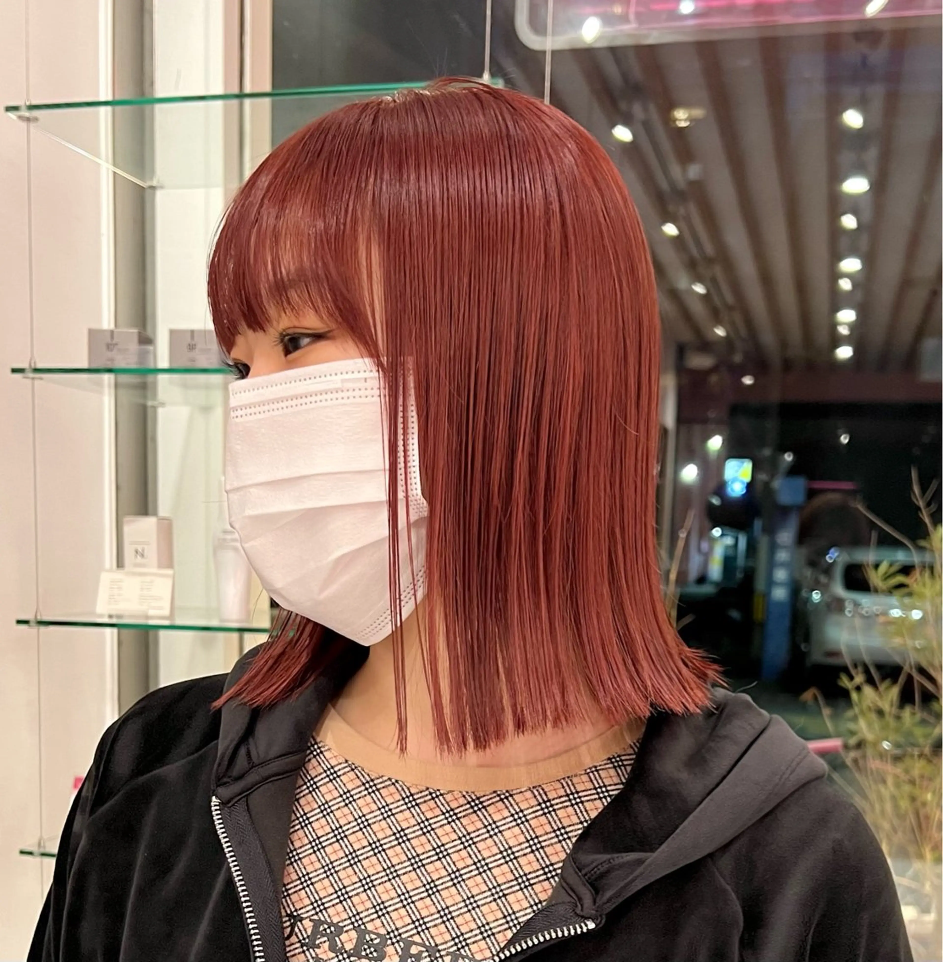 ミディアム ヘアカラー D’na所属・🎀暖色ガーリー/ ボブ/みさき🎀のヘアスタイル