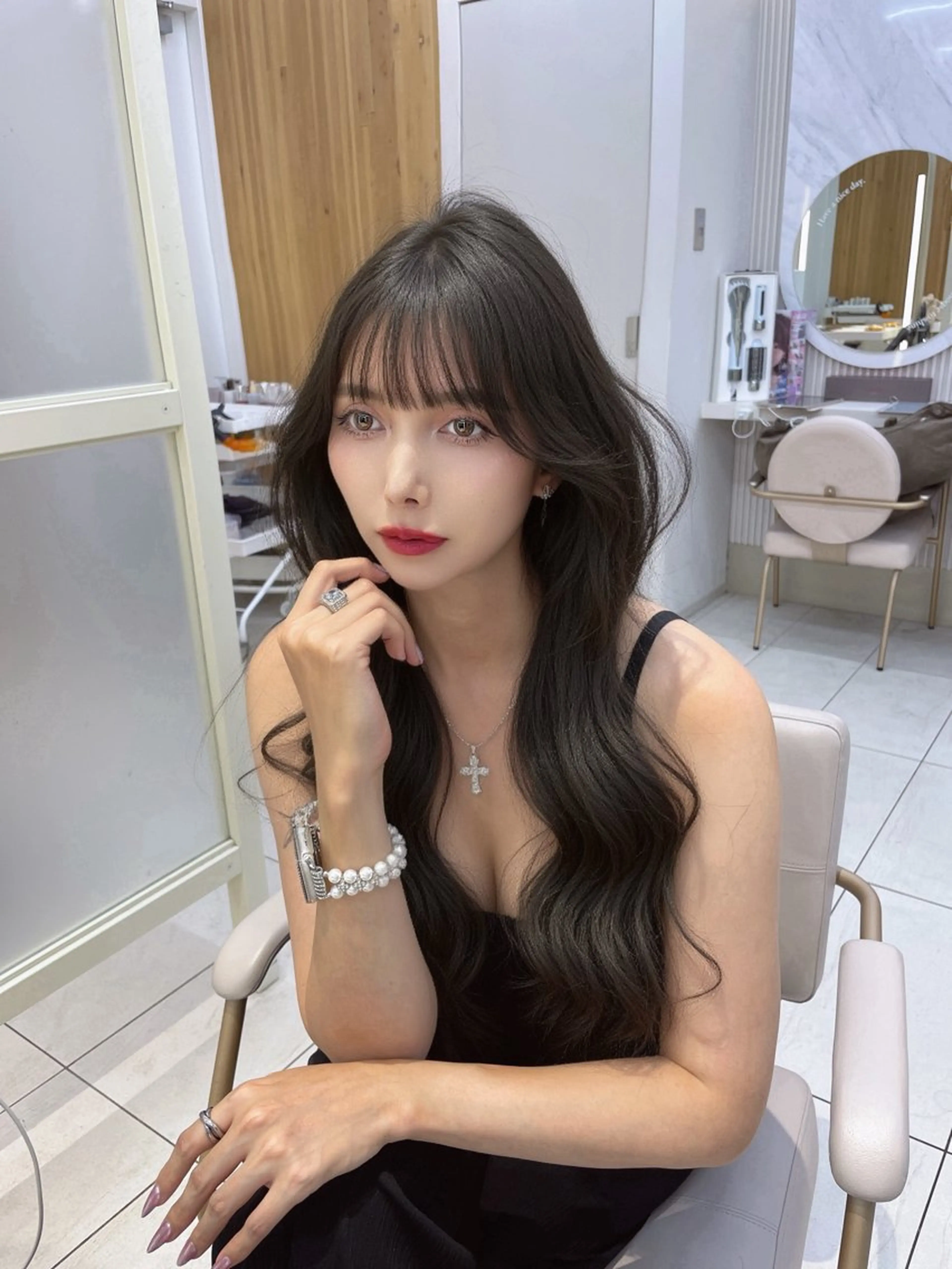 セミロング カット ヘアカラー トリートメント 顔周り/透明感カラー /韓国ヘア/TAKUのヘアスタイル