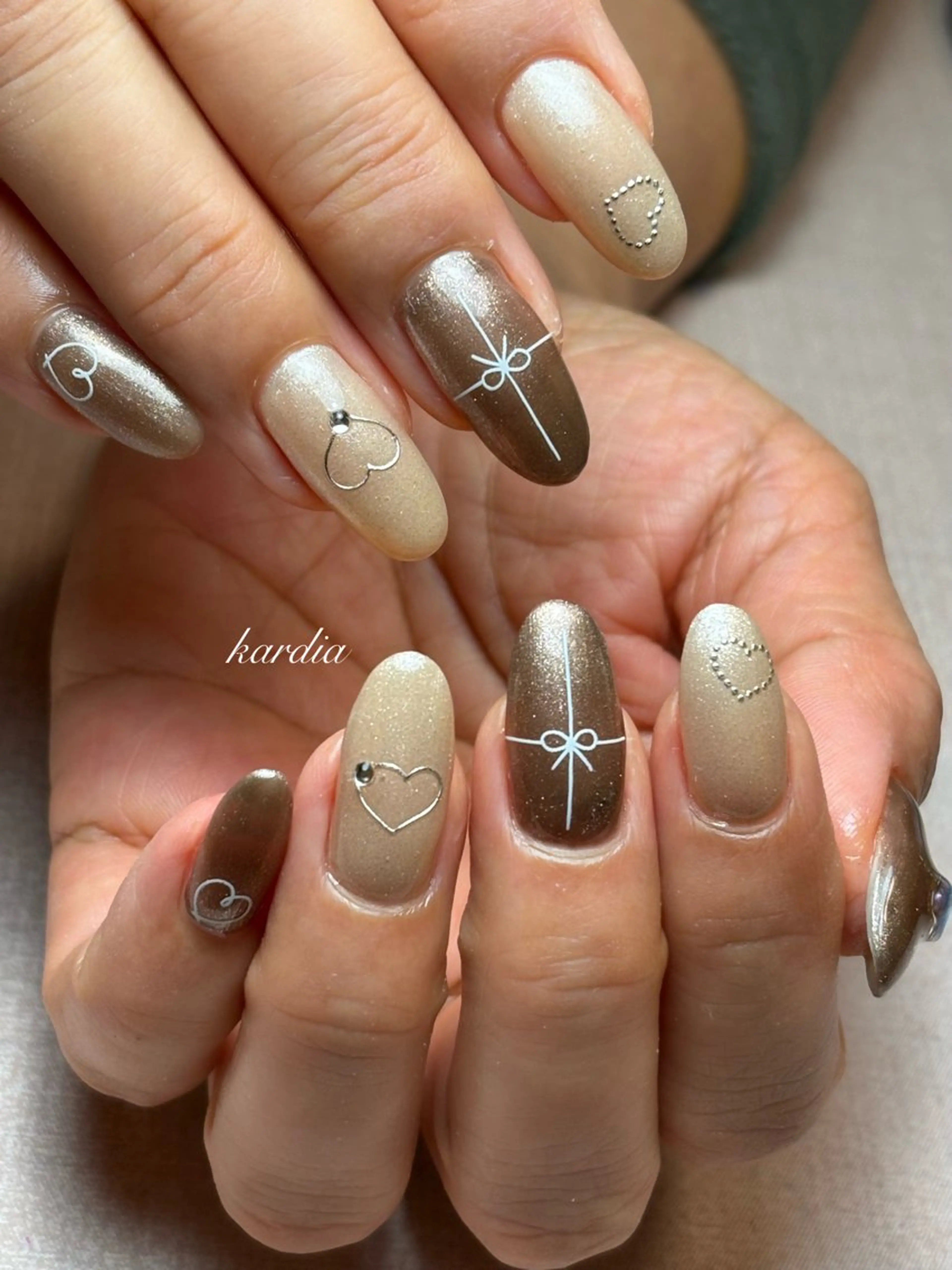 ネイル ハンドネイル καρδιά -ｶﾙﾃﾞｨｱ-のネイルデザイン