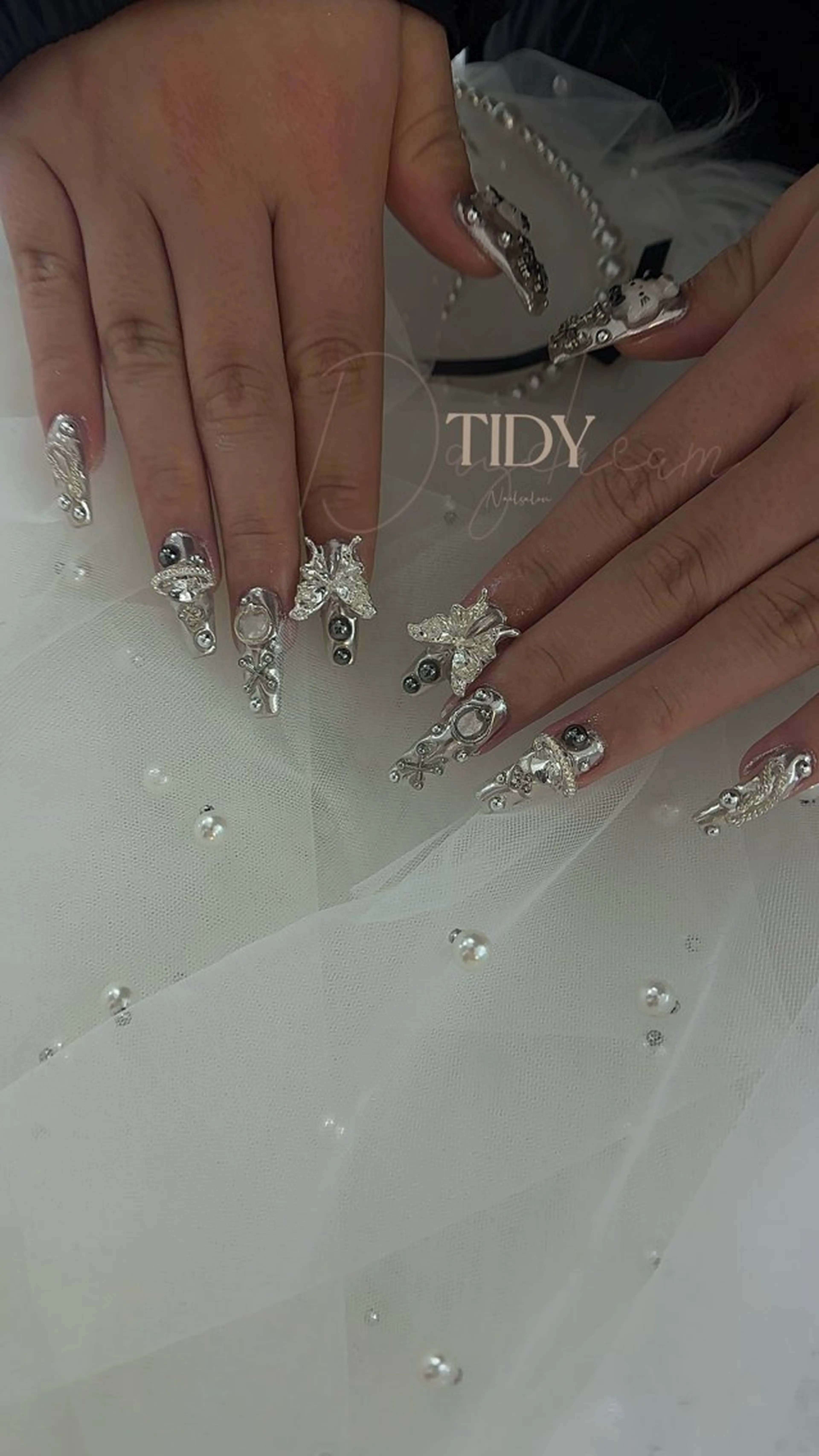 ネイル 長さ出し フットネイル ジェルネイル キラキラネイル 韓国ネイル TIDY M&Mのネイルデザイン