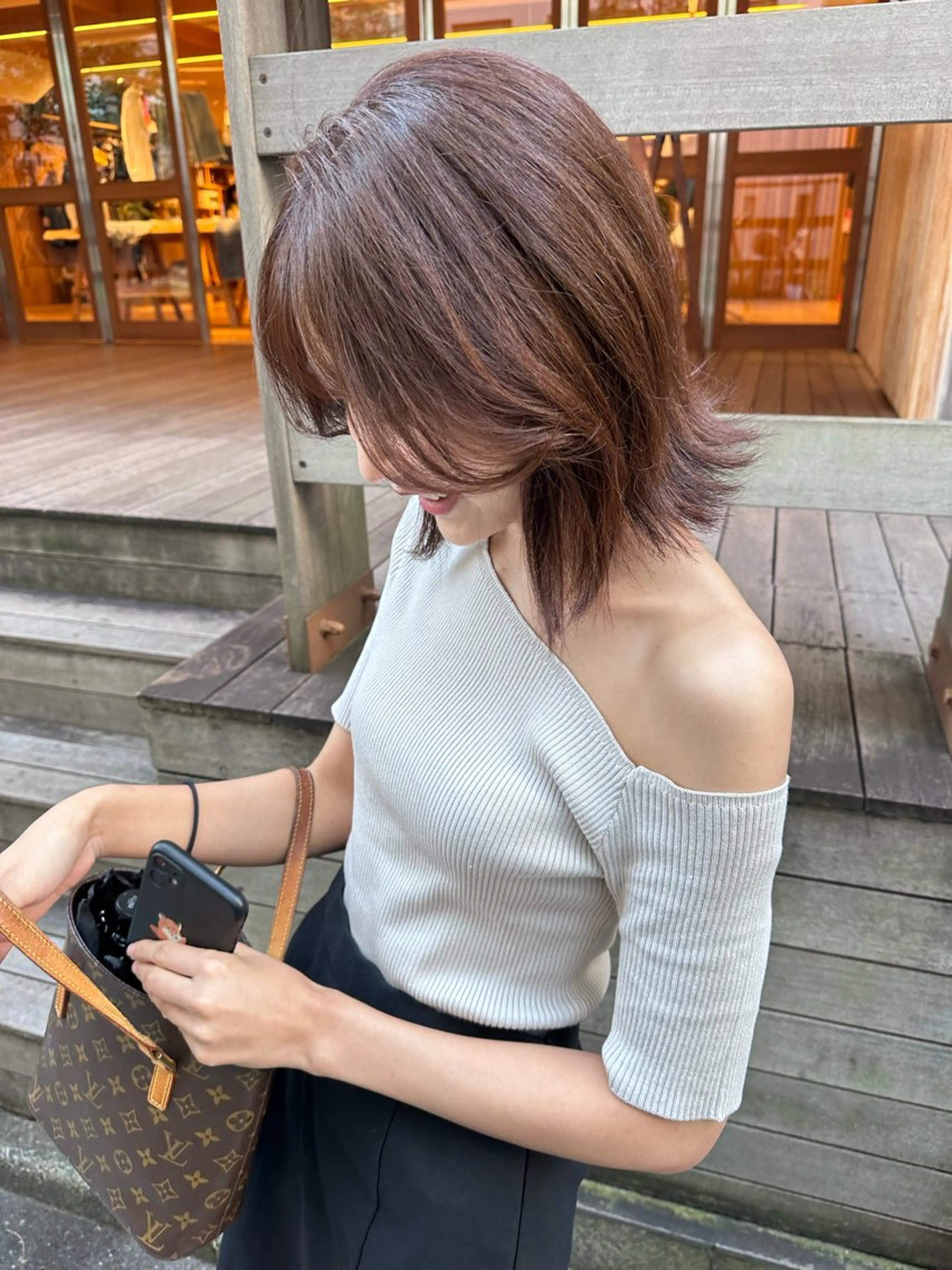 ミディアム カラー ヘアカラー トリートメント ヘアセット IVE所属・ブリーチなし🤍 渋谷／原島杏奈のヘアスタイル