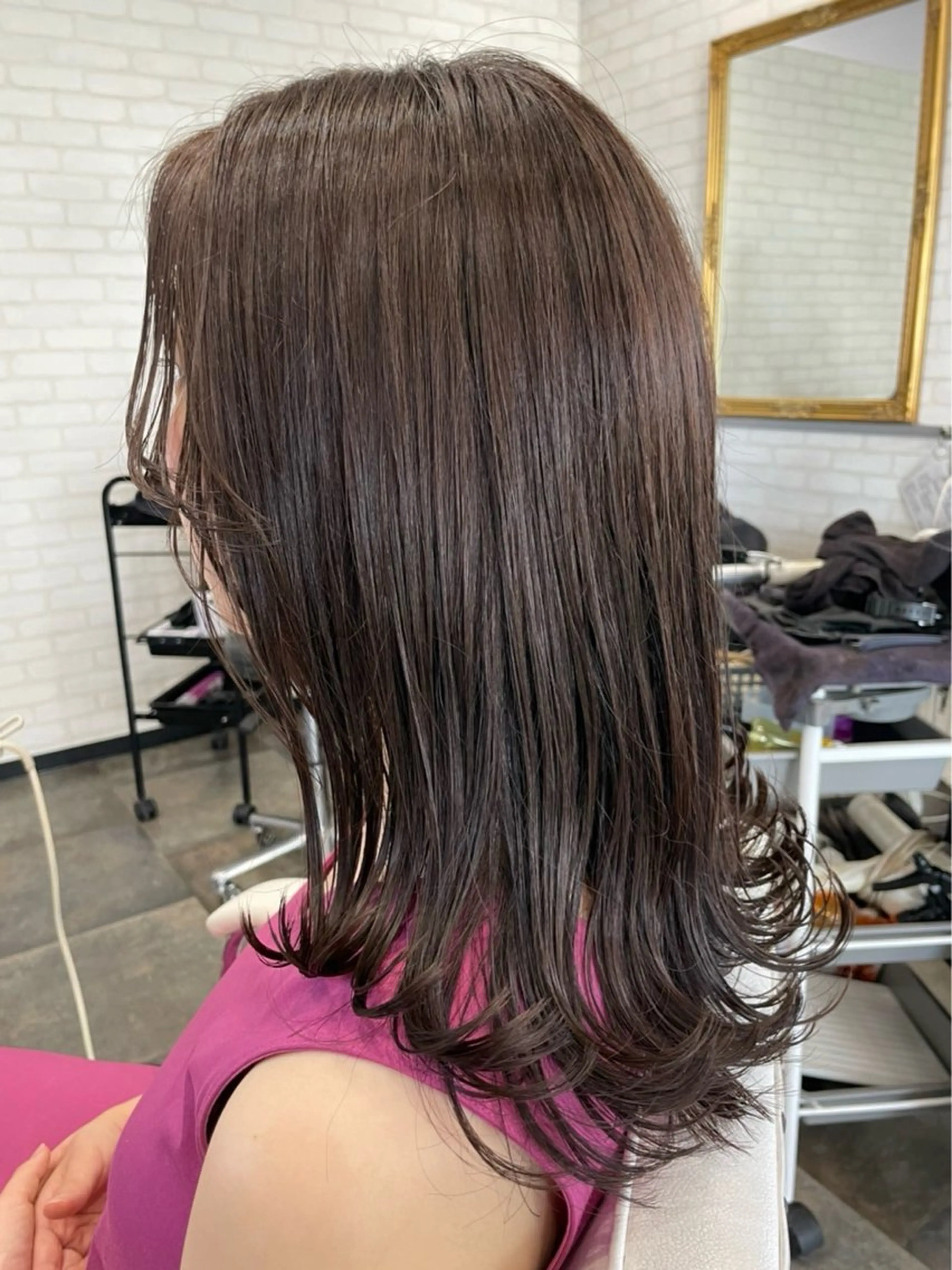 セミロング セミロングパーマ ミストバング ボブ ハイライト 髪質改善 The Apartment of Solon Citta 船橋609所属・髪質改善/縮毛矯正/ 美髪/個室/ハラのヘアスタイル