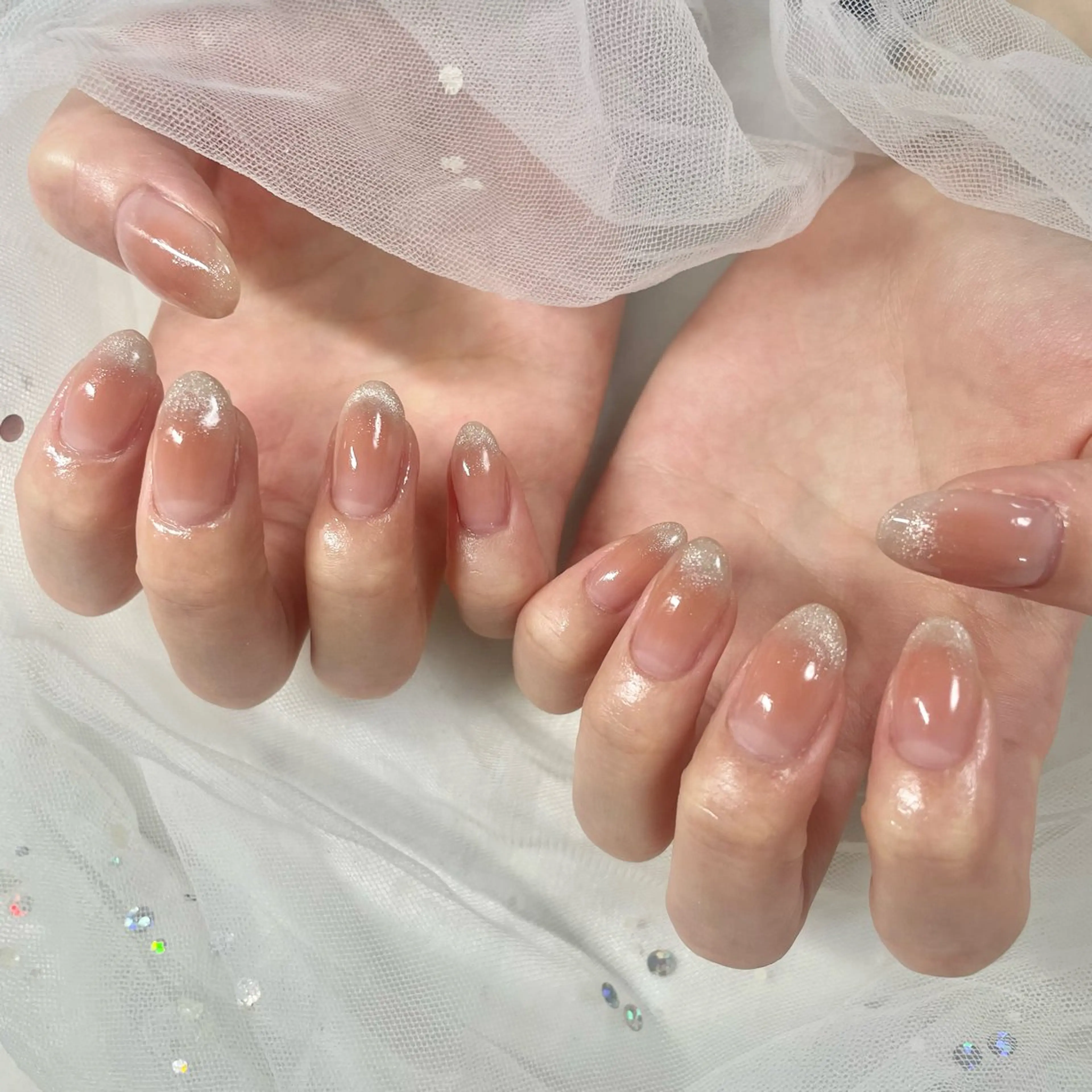 ネイル チークネイル オレンジ シンプルネイル 🎀AYAKO 🎀中韓ネイルのネイルデザイン