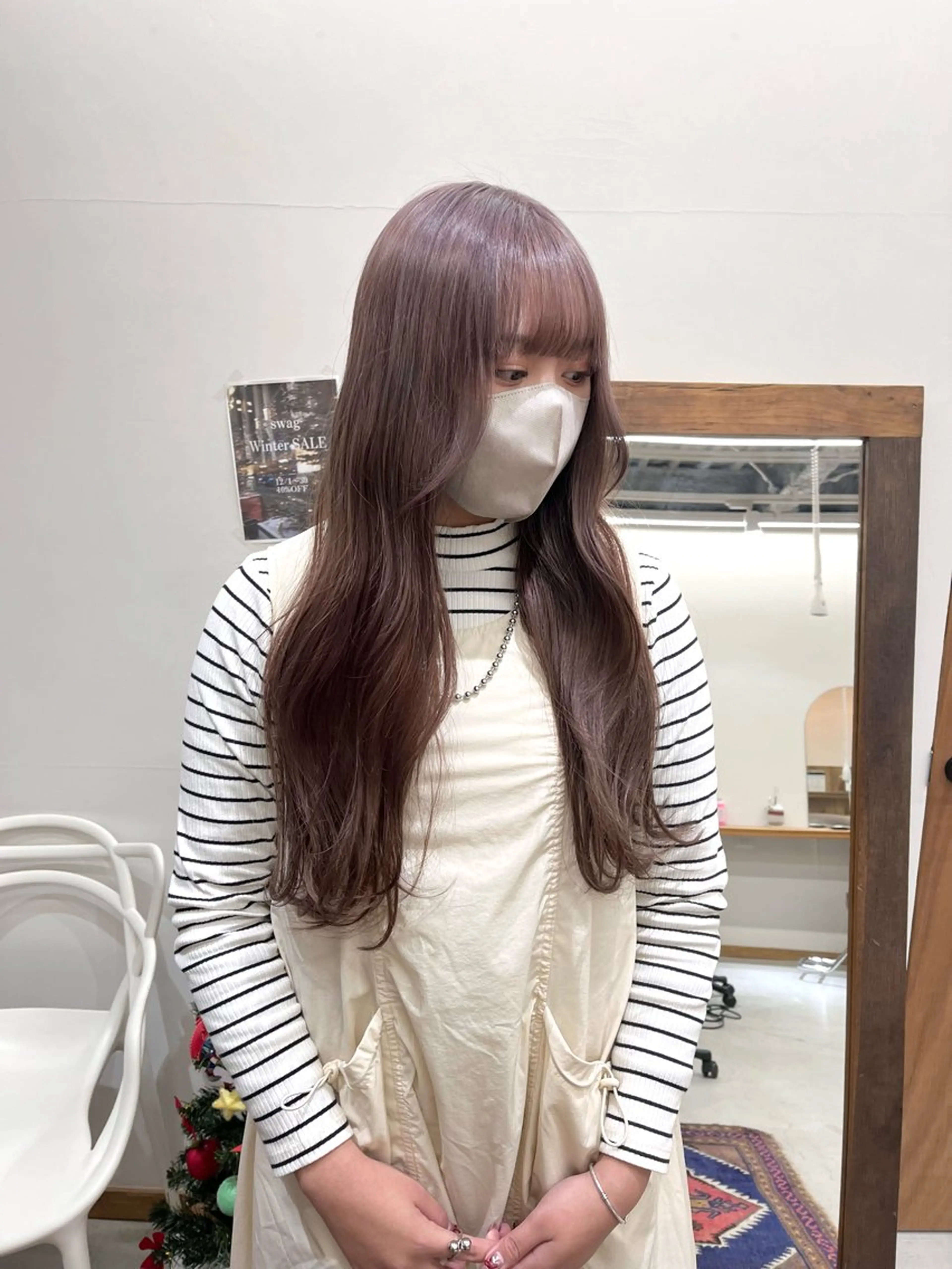 ロング カラー ヘアアレンジ ブリーチ esu 心斎橋店所属・ena/ブリーチなし 心斎橋・ベージュ🎀のヘアスタイル