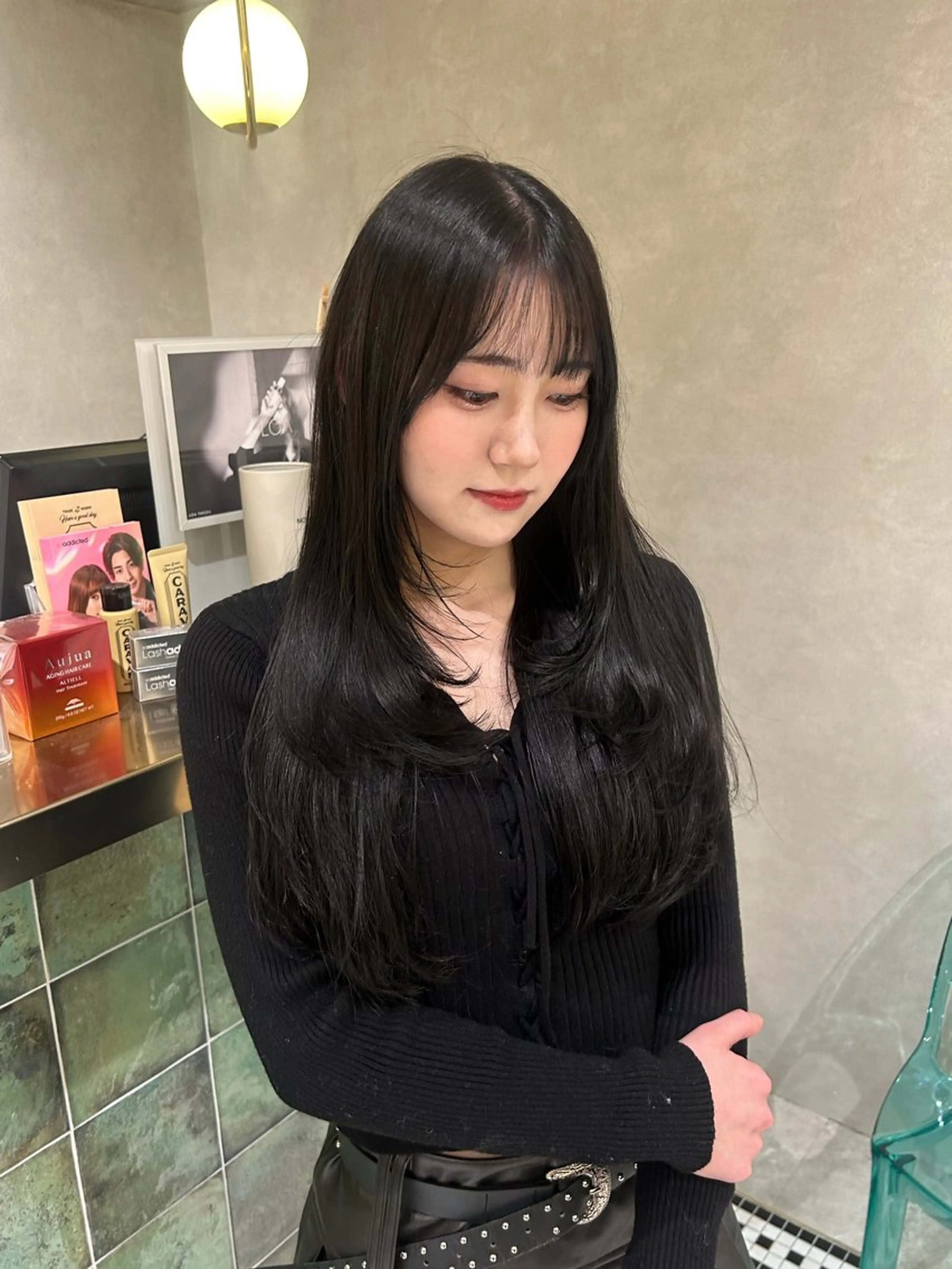 ロング カラー レイヤーカット 艶カラー レイヤーカット　ゆめのヘアスタイル