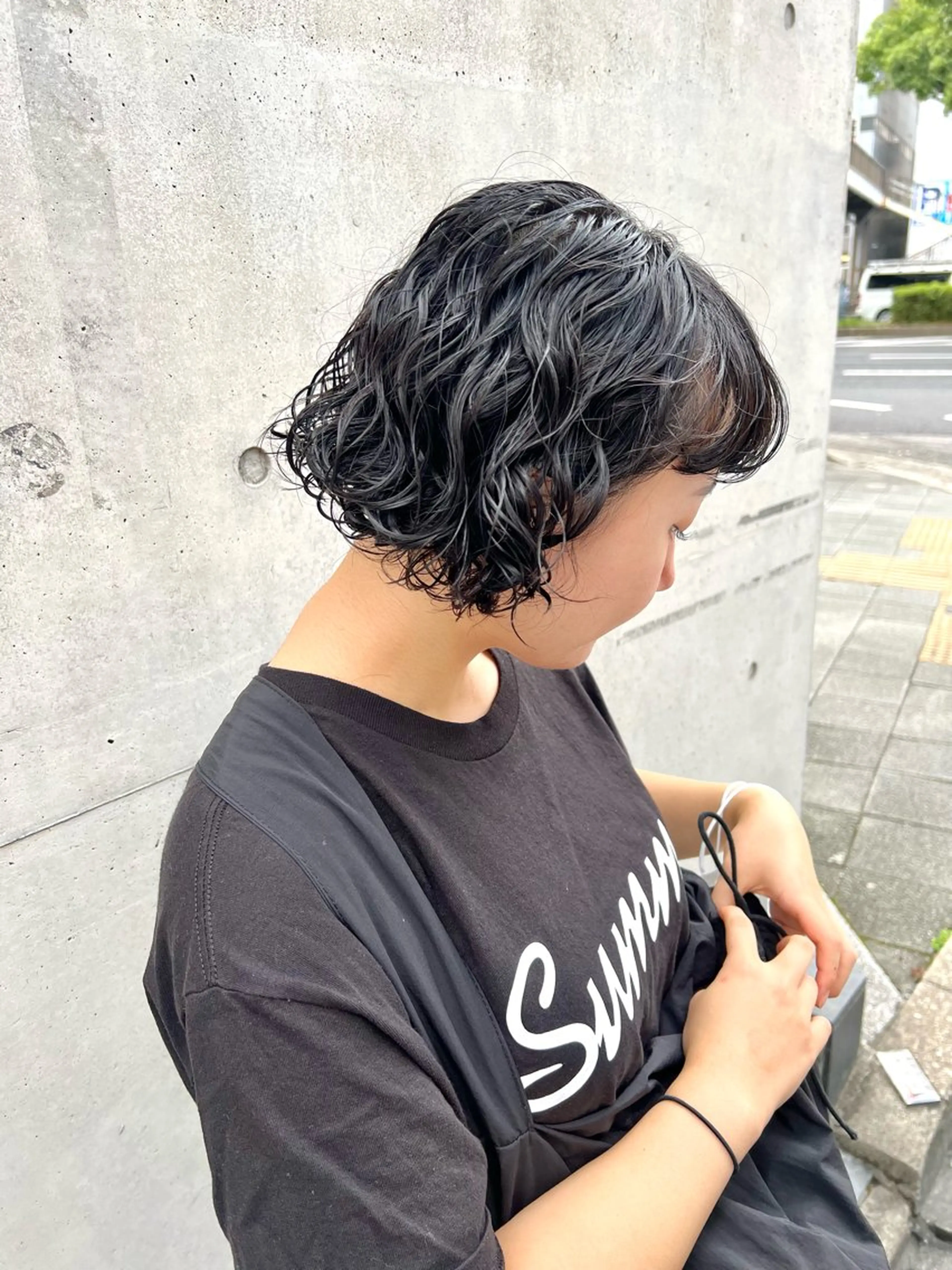 ミディアム パーマ カット パーマ トリートメント 宮川 日菜子のヘアスタイル
