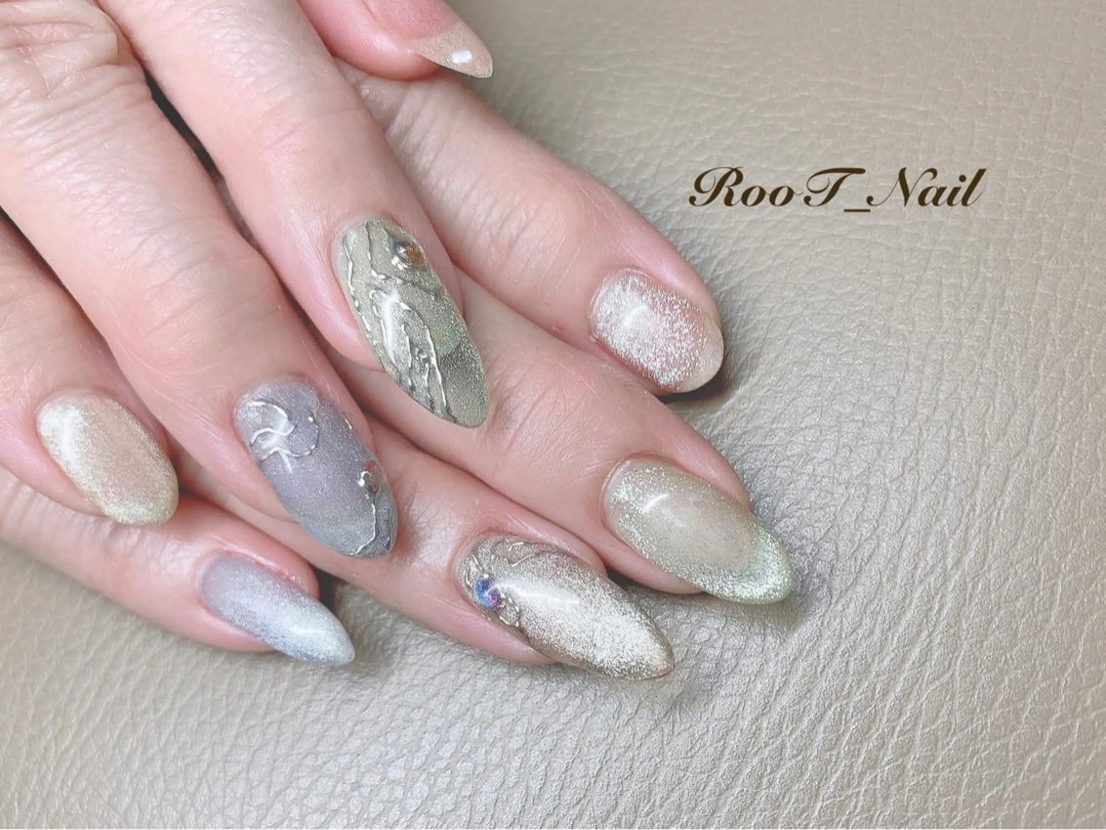 メンズ ネイル クリアネイル マグネットネイル ハンドネイル RooT Nailのネイルデザイン