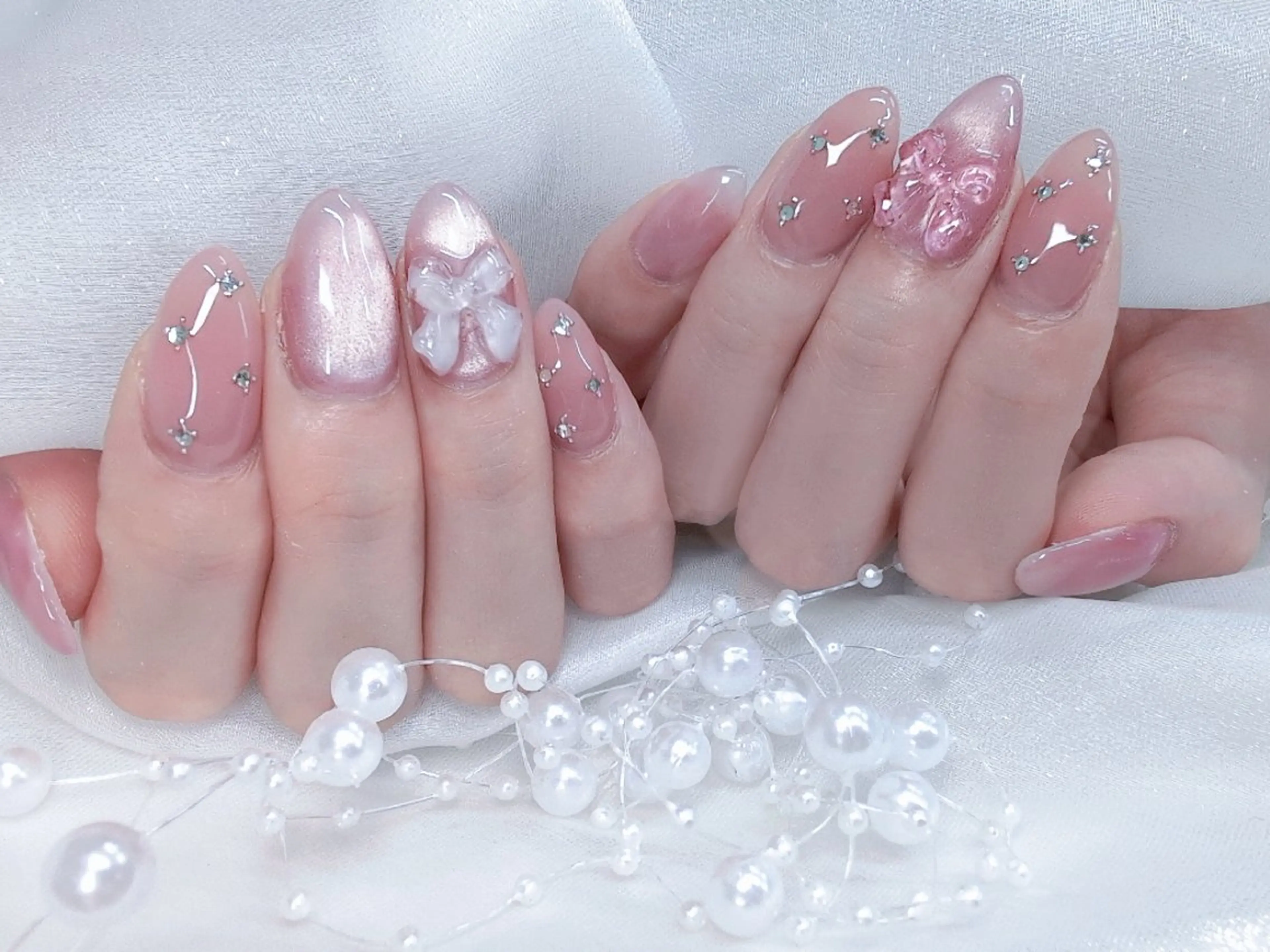 ネイル 長さ出し フラッシュネイル フレンチネイル キラキラネイル ラメ(グリッター) Chouette Nailのネイルデザイン
