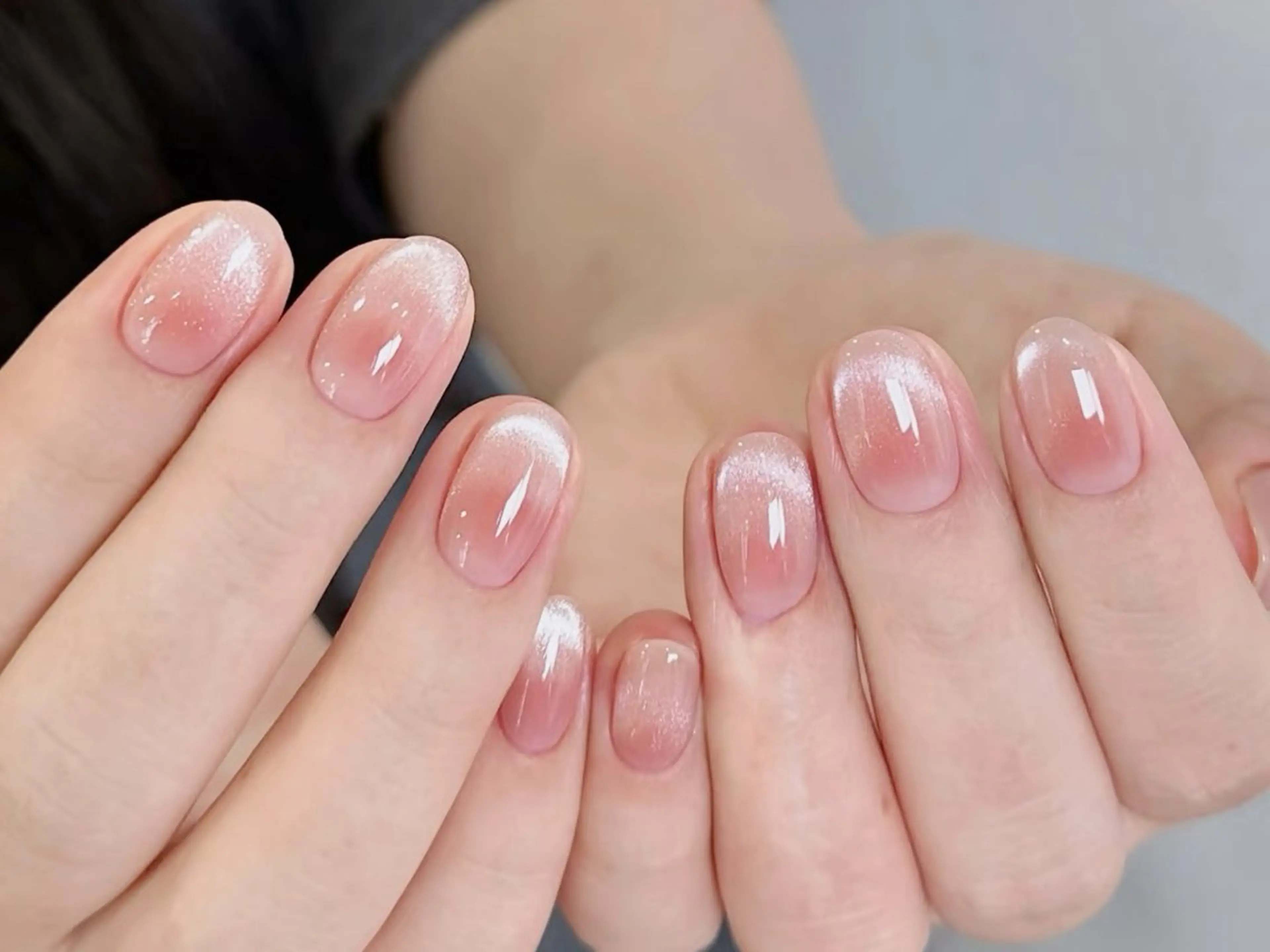 ネイル フレンチネイル マグネットネイル マグネットフレンチ オフィスネイル ピンク ハンドネイル ハンドケア DarkHoney 池袋店のネイルデザイン