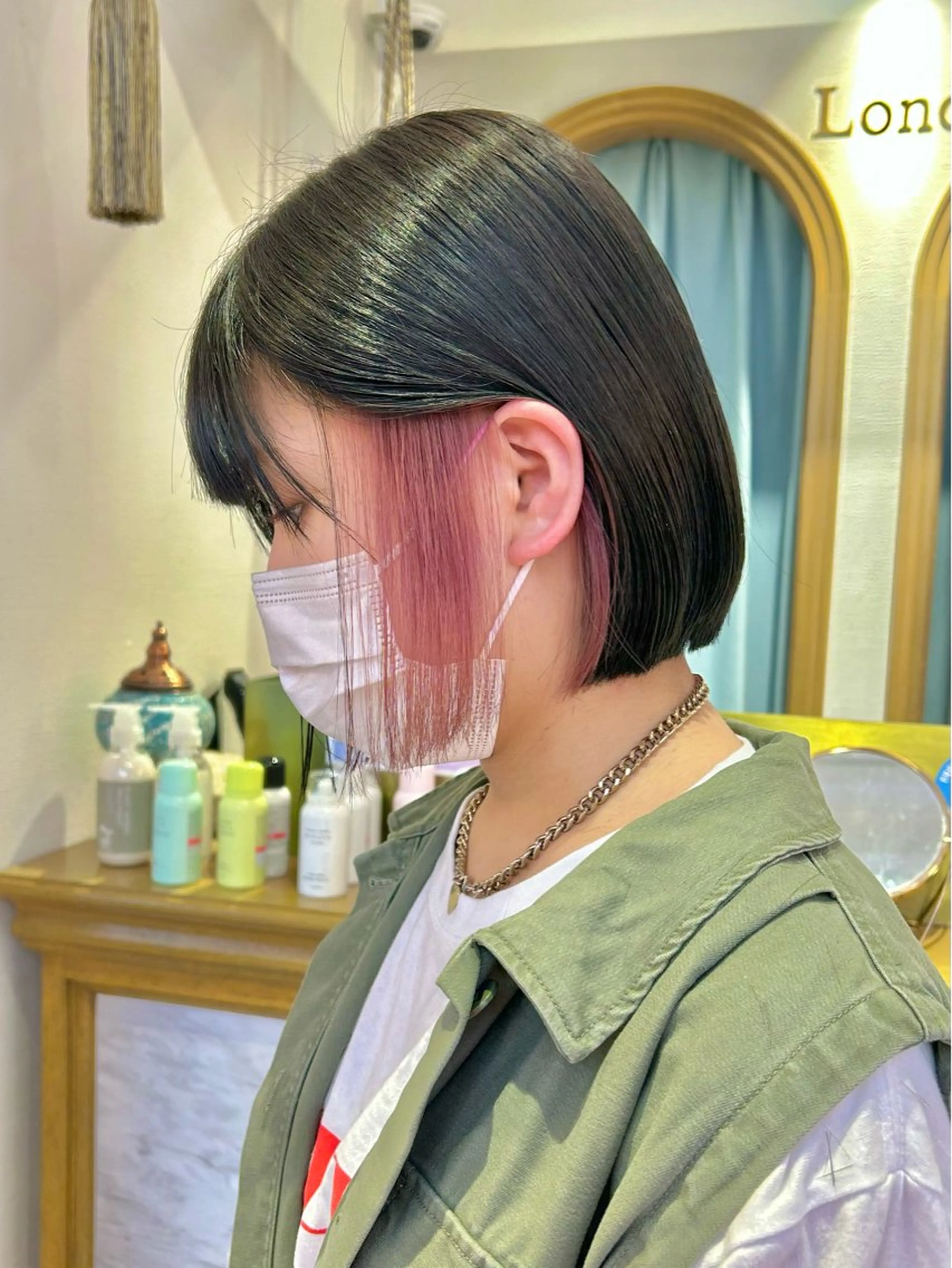 ミディアム カラー ヘアアレンジ ワンレンボブ ブリーチ ケアブリーチ ダブルカラー ハイトーンカラー 髪質改善【縮毛矯正】 北千住で美髪に導く人のヘアスタイル