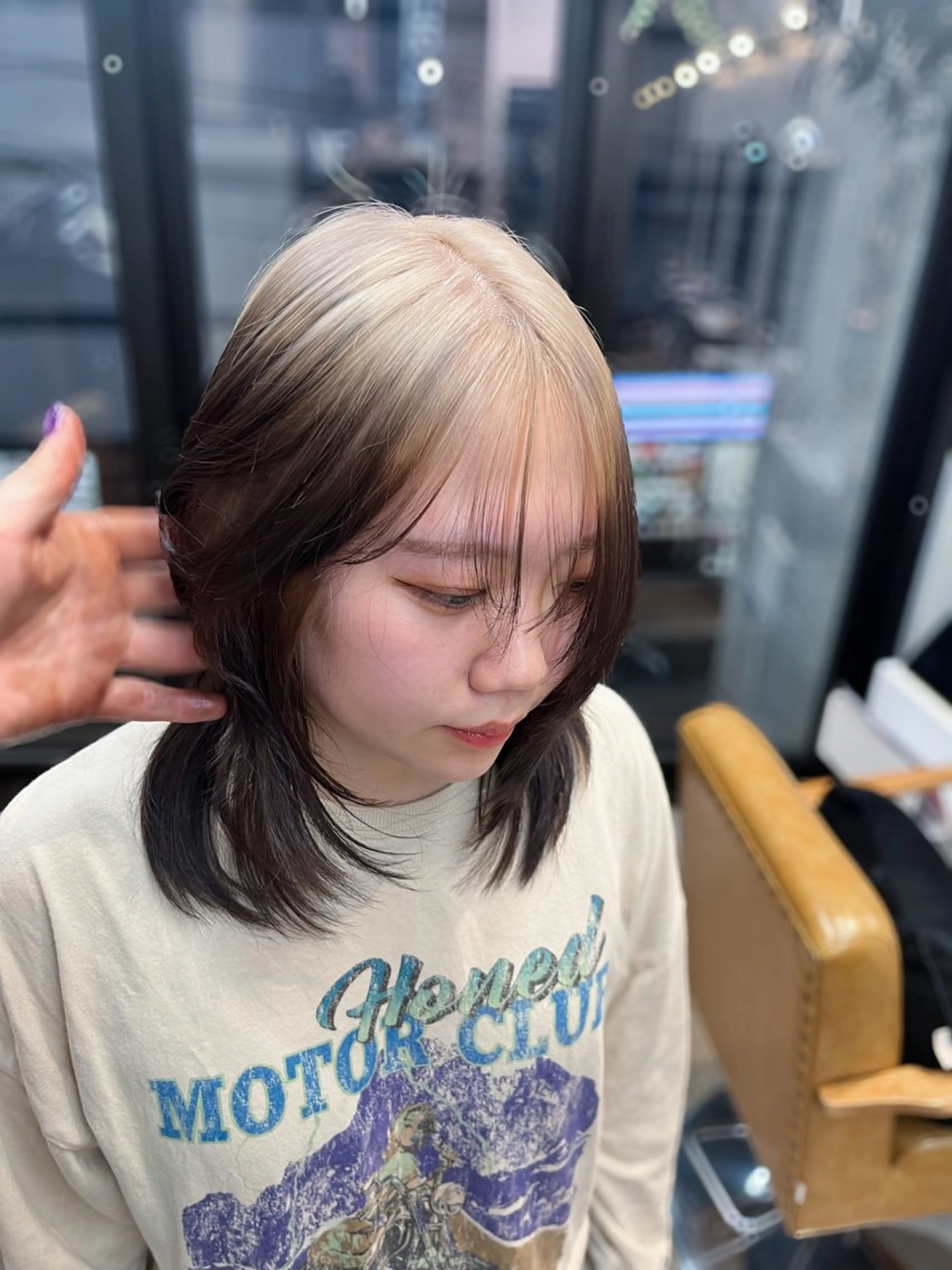 セミロング カラー ヘアカラー ルーツカラー/ デザインカラー/井川のヘアスタイル